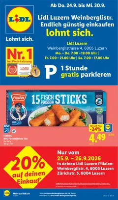 Vorschau des Merkblatts Lidl aktionen Luzern vom Shop Lidl gültig von 24.09.2026 bis 30.09.2026