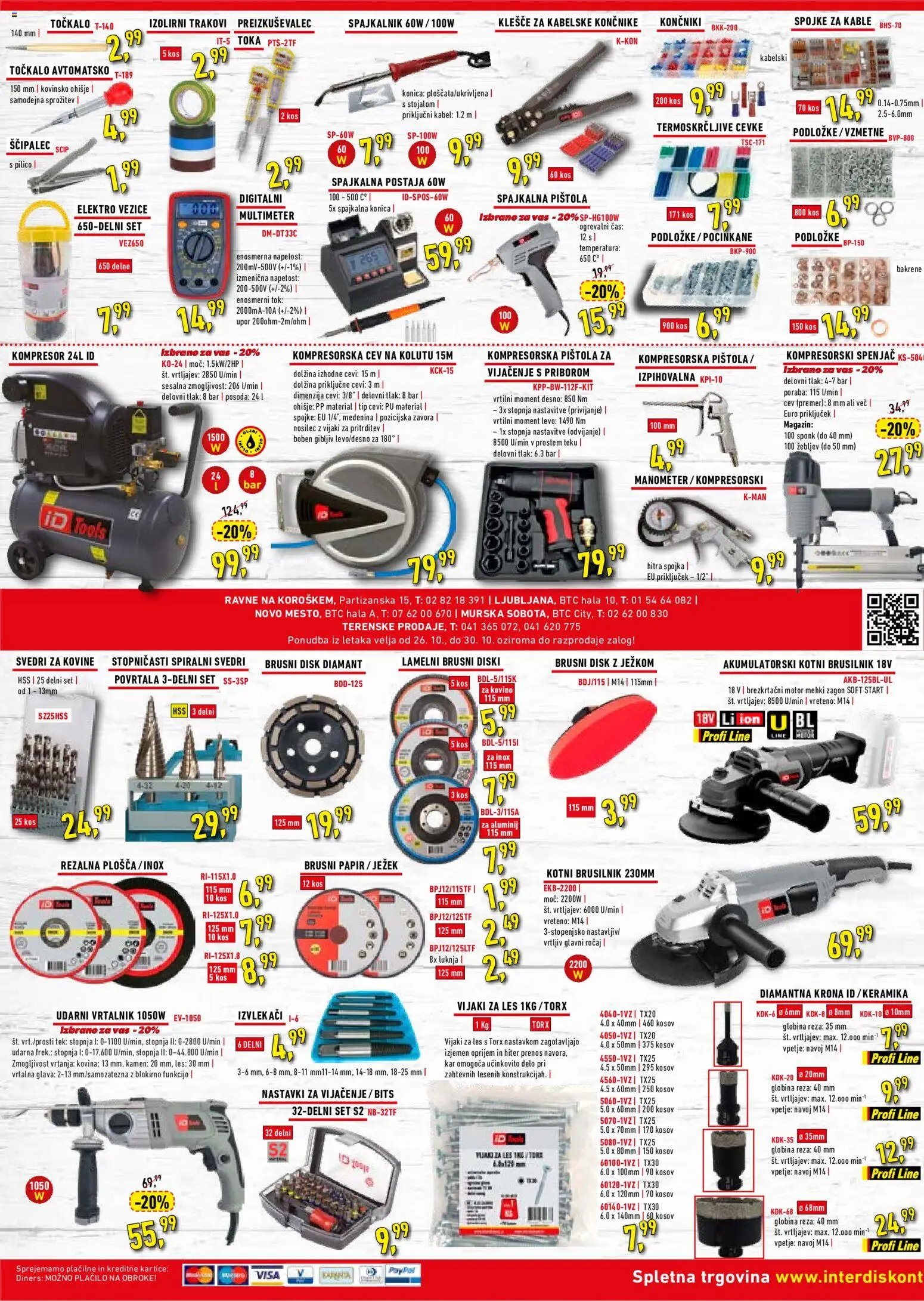 Predogled kataloga iz trgovine Inter Diskont veljaven od 26.10.2026 - Kos, Vrtalnik, Disk, Kabel, Brusilnik, Svedri