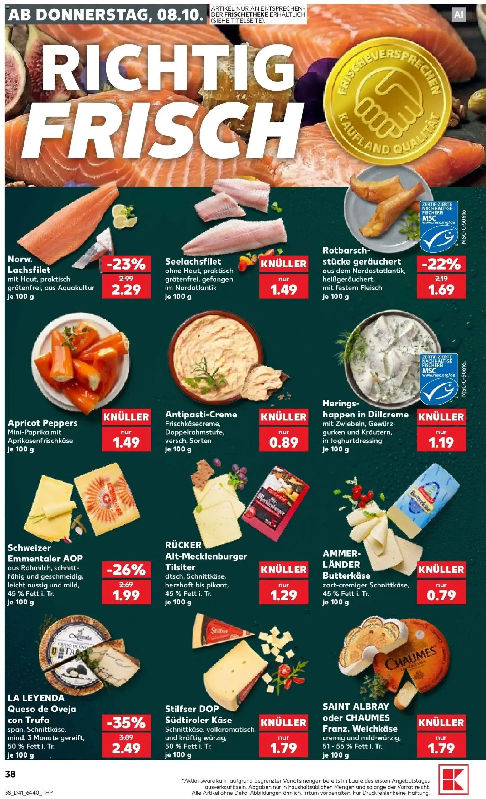 Vorschau von dem Prospekt des Geschäftes Kaufland, gültig ab dem 08.10.2026 - Käse, Fleisch, Gurken