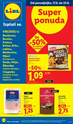Pregled letka Lidl Super ponuda trgovine Lidl vrijedi od 17.08.2026