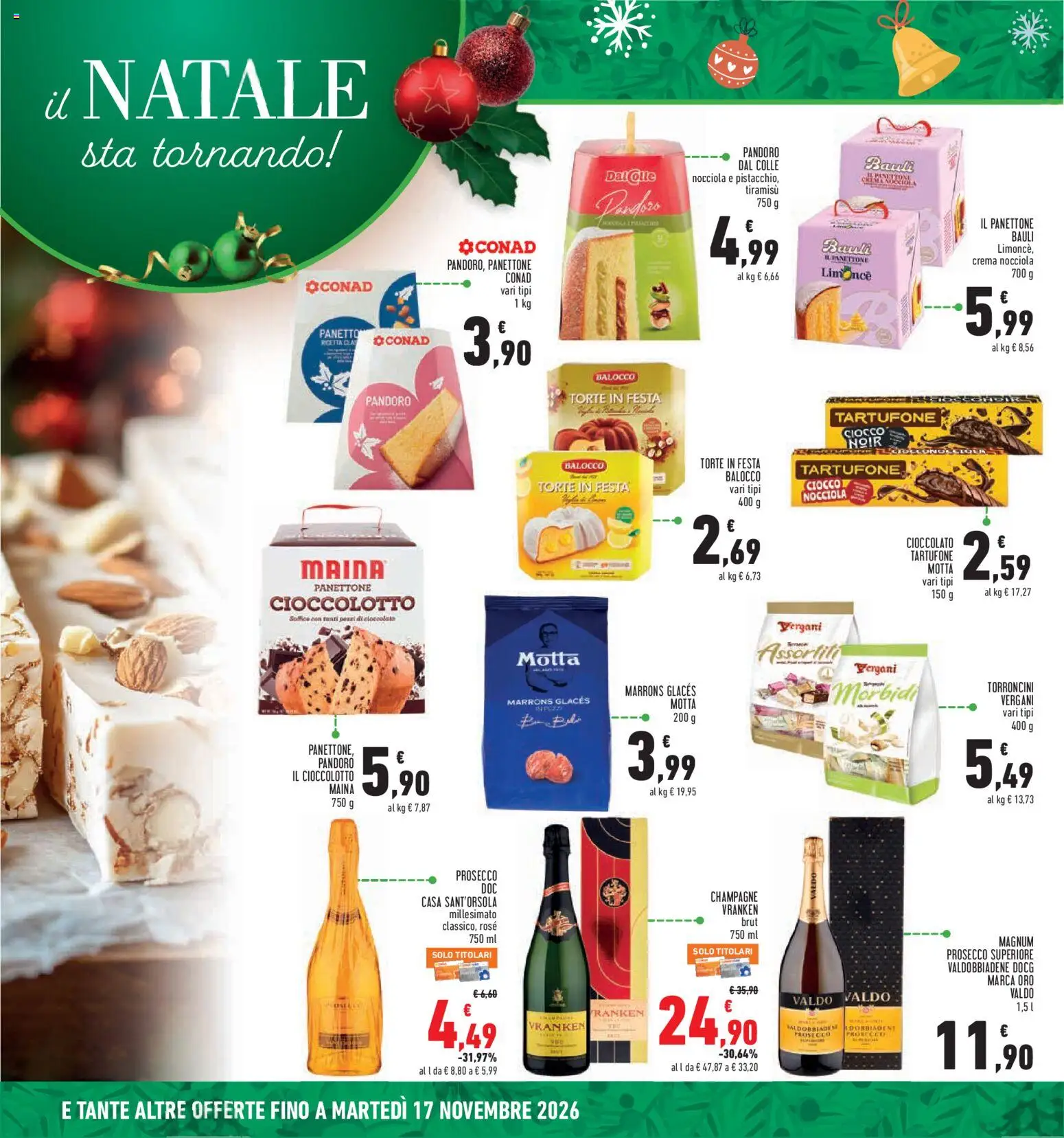 Anteprima dell'opuscolo Conad volantino Superstore Lazio dal negozio Conad valido da 05/11/2026 - Crema, Panettone, Tartufo, Cioccolato, Prosecco, Champagne, Magnum, Torroncini