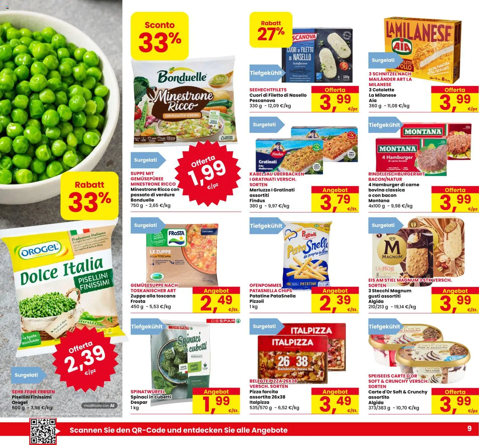 Anteprima dell'opuscolo Eurospar volantino Ora dal negozio Eurospar valido da 29/10/2026 - Hamburger, Merluzzo, Salsiccia, Patatine, Verdure, Bacon, Filetto, Zuppe