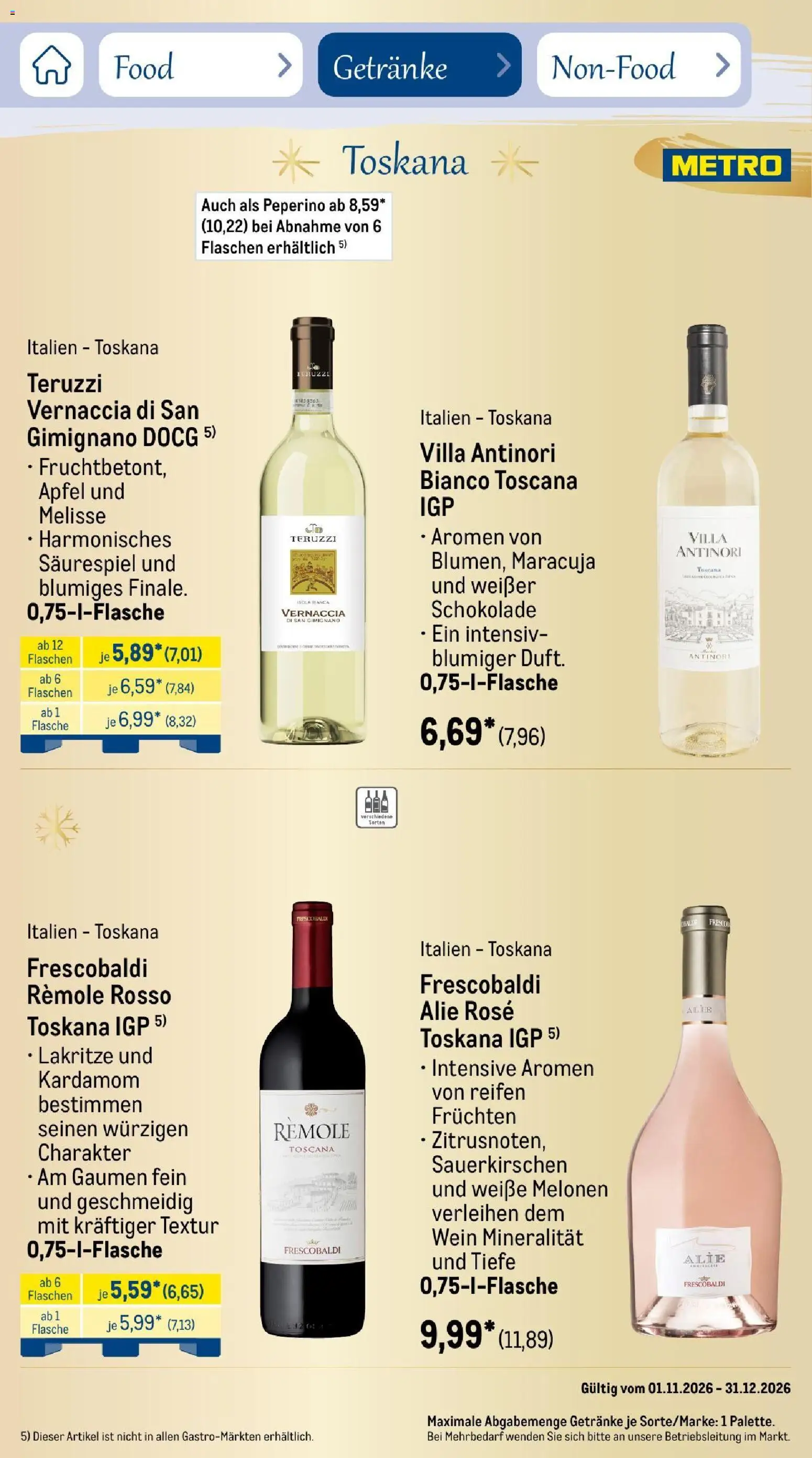 Vorschau von dem Prospekt des Geschäftes Metro, gültig ab dem 01.11.2026 - Schokolade, Äpfel, Wein