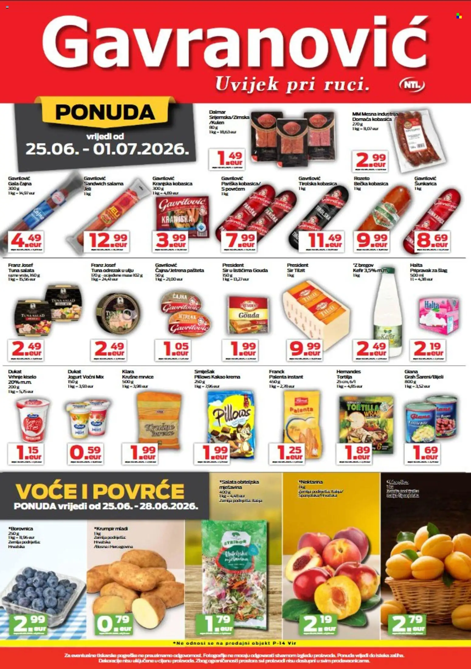 Pregled letka Gavranović Katalog trgovine Gavranović vrijedi od 25.06.2026