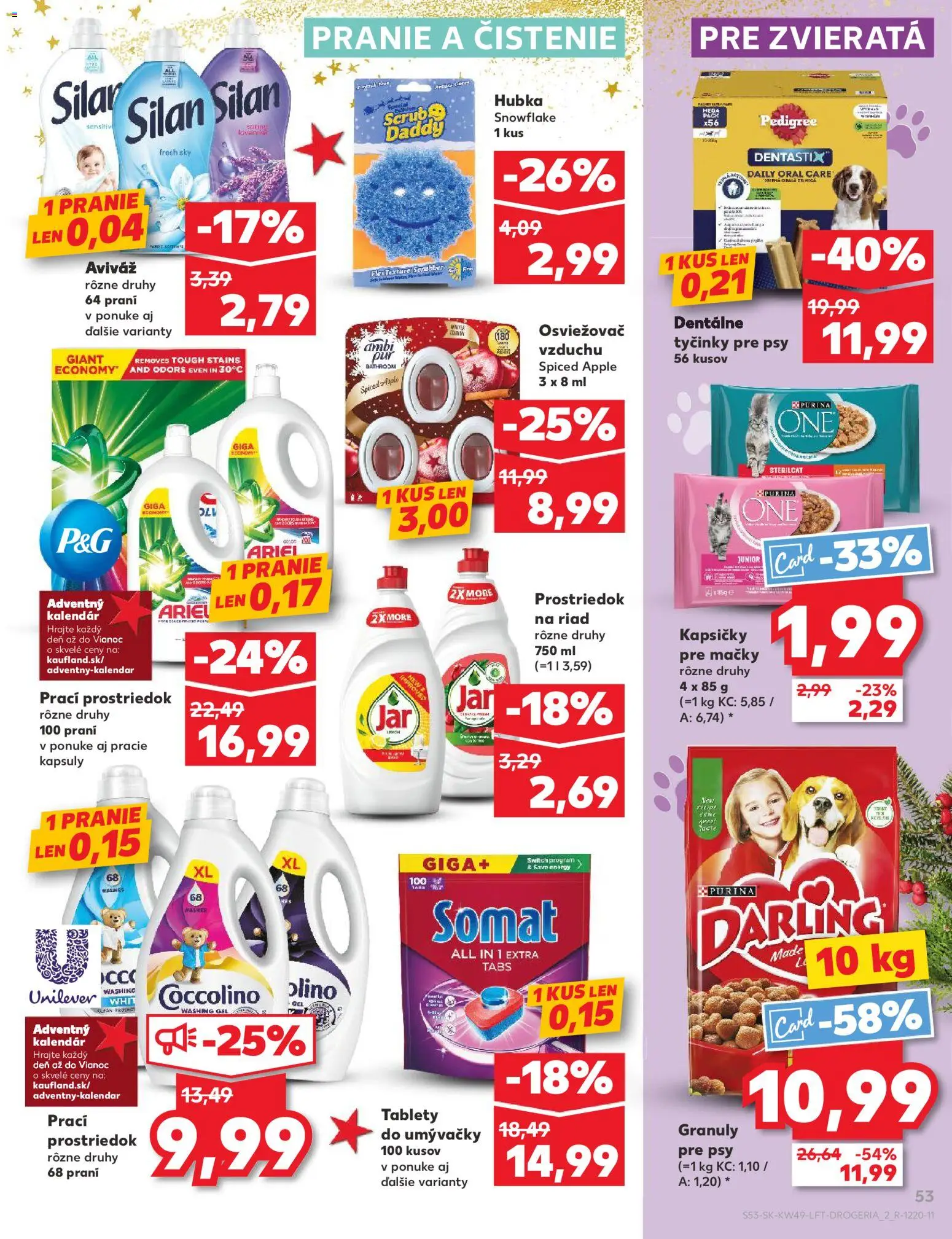 Náhľad Kaufland letáku platného od 04.12.2025 - Apple, Jar, Ariel, Osviežovač vzduchu, Kapsičky pre mačky, Coccolino, Silan, Hubka