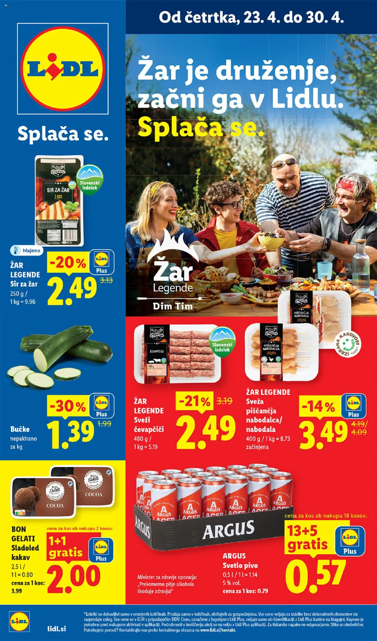 Predogled kataloga iz trgovine Lidl veljaven od 23.04.2026 - Čevapčiči, Sir, Pivo, Kos, Zar, Kakav, Sir za žar, Nabodala