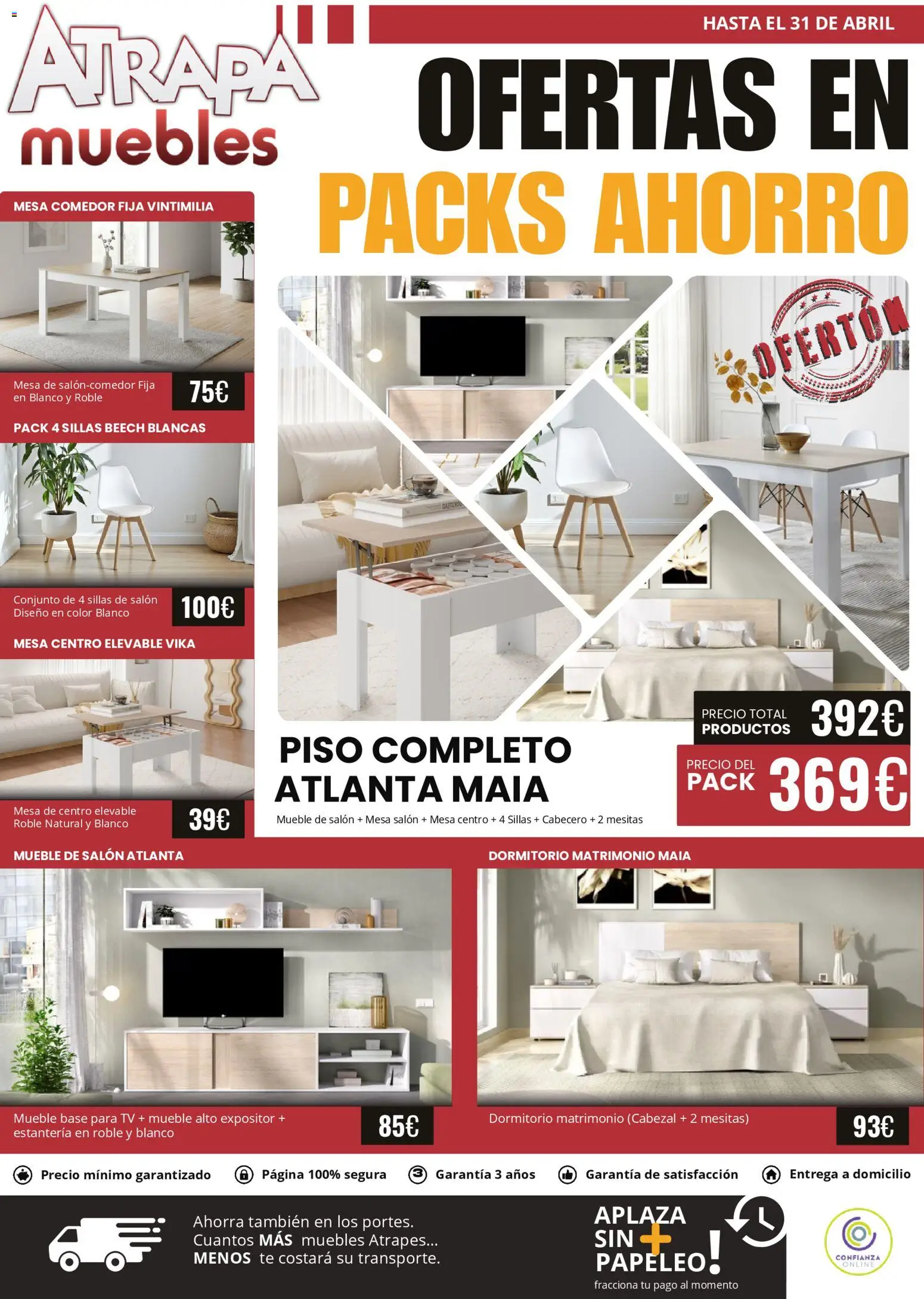 Vista previa del folleto de la tienda Atrapa Muebles válido desde el 01/04/2026 - Té, Muebles, Estantería, Mesa, Salón