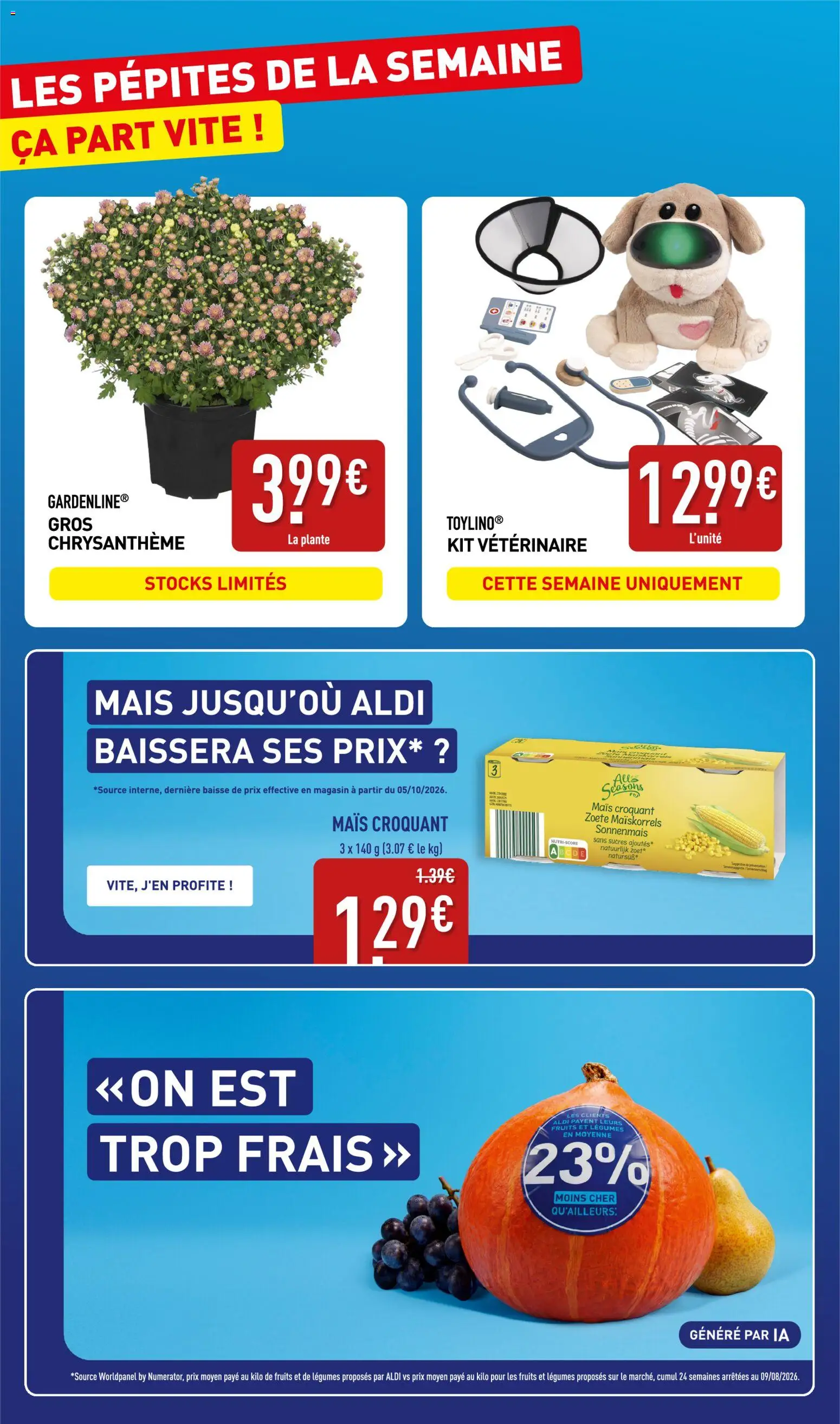 Prévisualisation de Aldi catalogue du magasin Aldi formulaire valide 27/10/2026 - Fruits, Mais, Chrysanthème, Les fruits et légumes, Gros chrysantheme