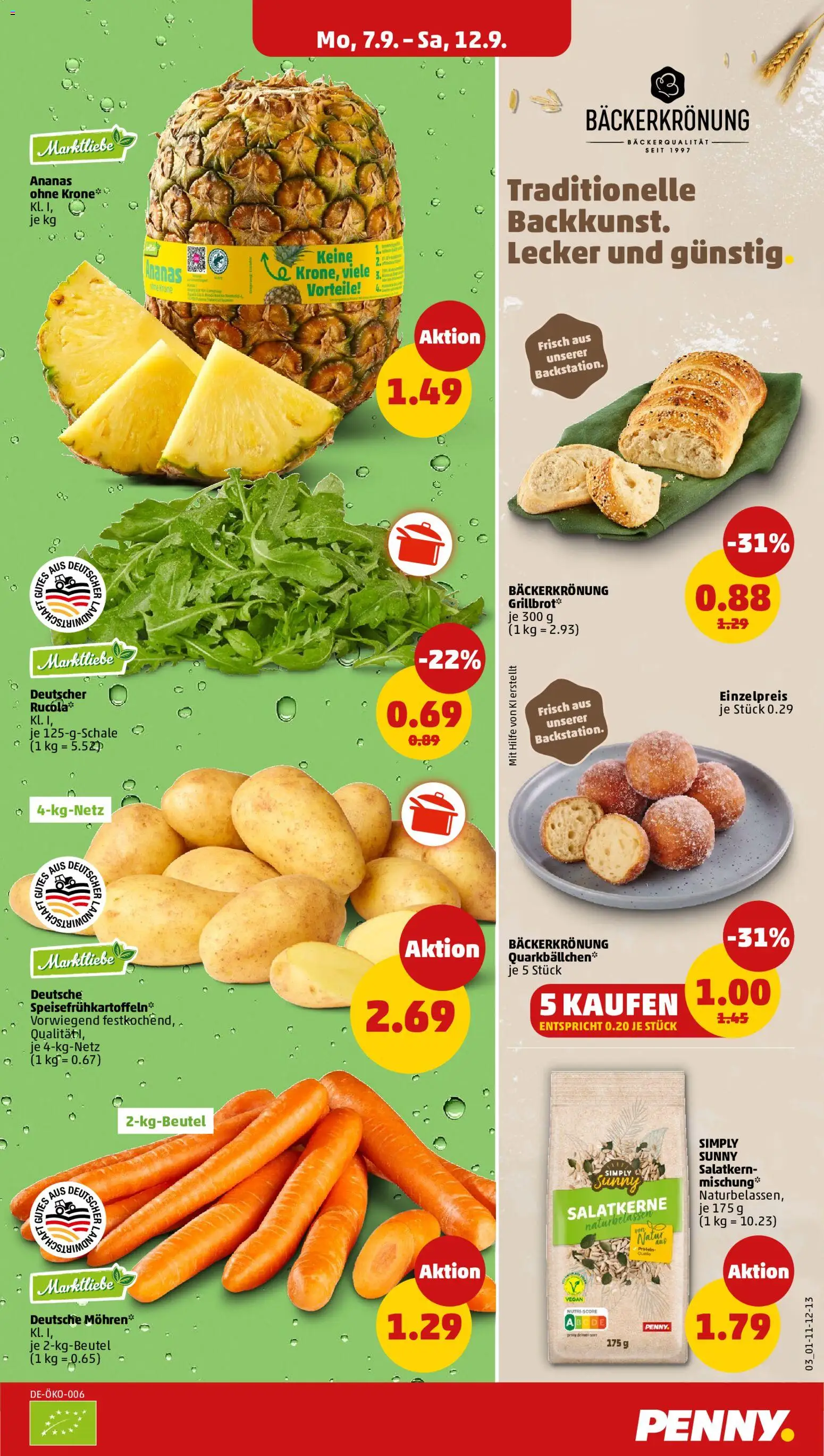 Vorschau von dem Prospekt des Geschäftes Penny, gültig ab dem 07.09.2026 - Rucola, Ananas