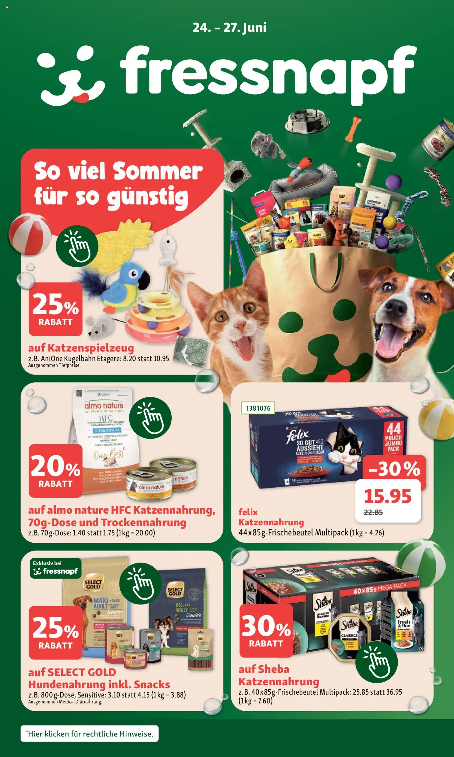 Vorschau des Merkblatts Fressnapf aktionen vom Shop Fressnapf gültig von 24.06.2026 bis 27.06.2026