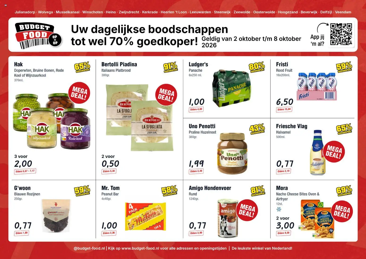 Voorbeeld van Budget Food folder van winkel Budget Food geldig vanaf 02-10-2026 - La, Fruit, Oven, Hondenvoer, Kool, Rozijnen