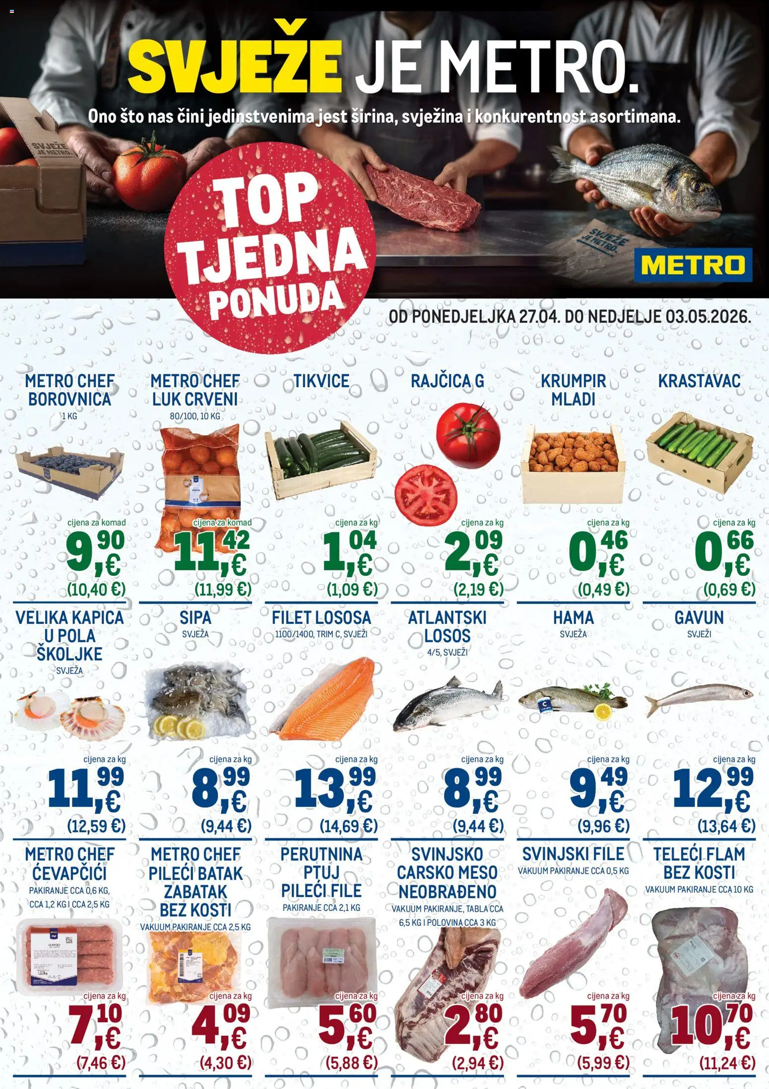 Pregled letka METRO HR - Top tjedna ponuda trgovine Metro vrijedi od 27.04.2026