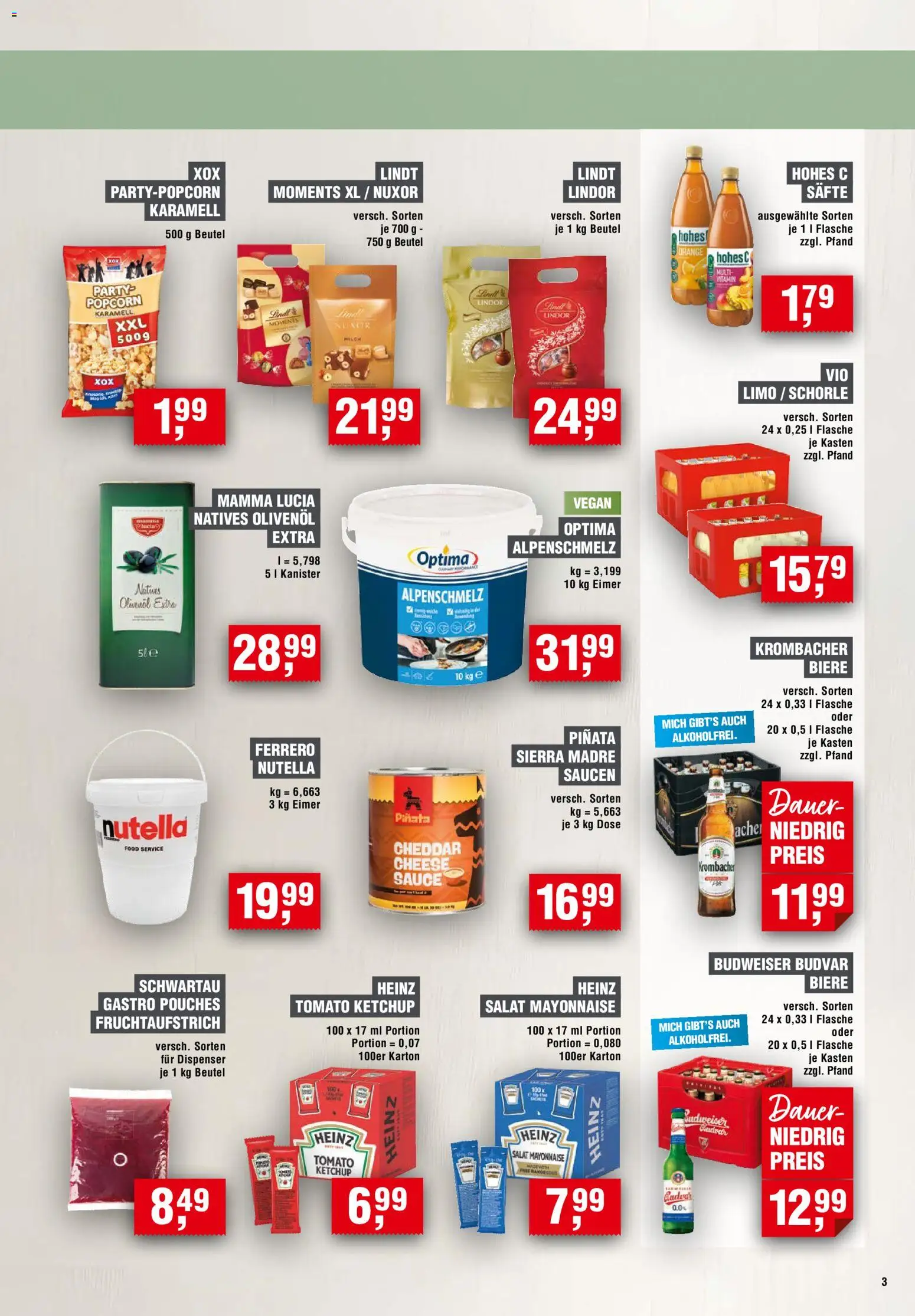 Vorschau von dem Prospekt des Geschäftes Handelshof, gültig ab dem 01.11.2026 - Lindt, Nutella, Salat, Krombacher, Mayonnaise, Popcorn, Ketchup, Olivenol