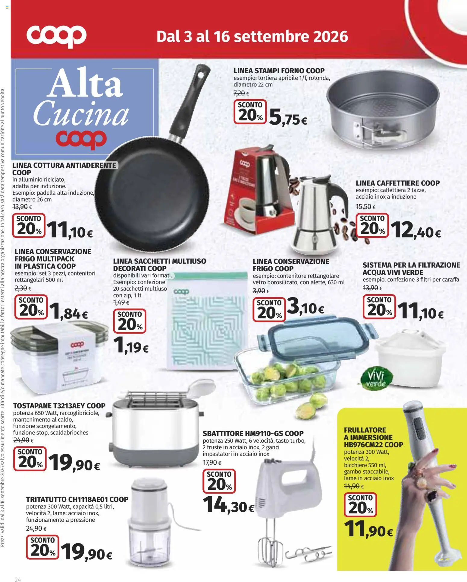 Anteprima dell'opuscolo COOP volantino Superstore Lombardia dal negozio COOP valido da 03/09/2026 - Acqua, Forno, Padella, Alluminio, Data, Contenitore, Tortiera, Caffettiera