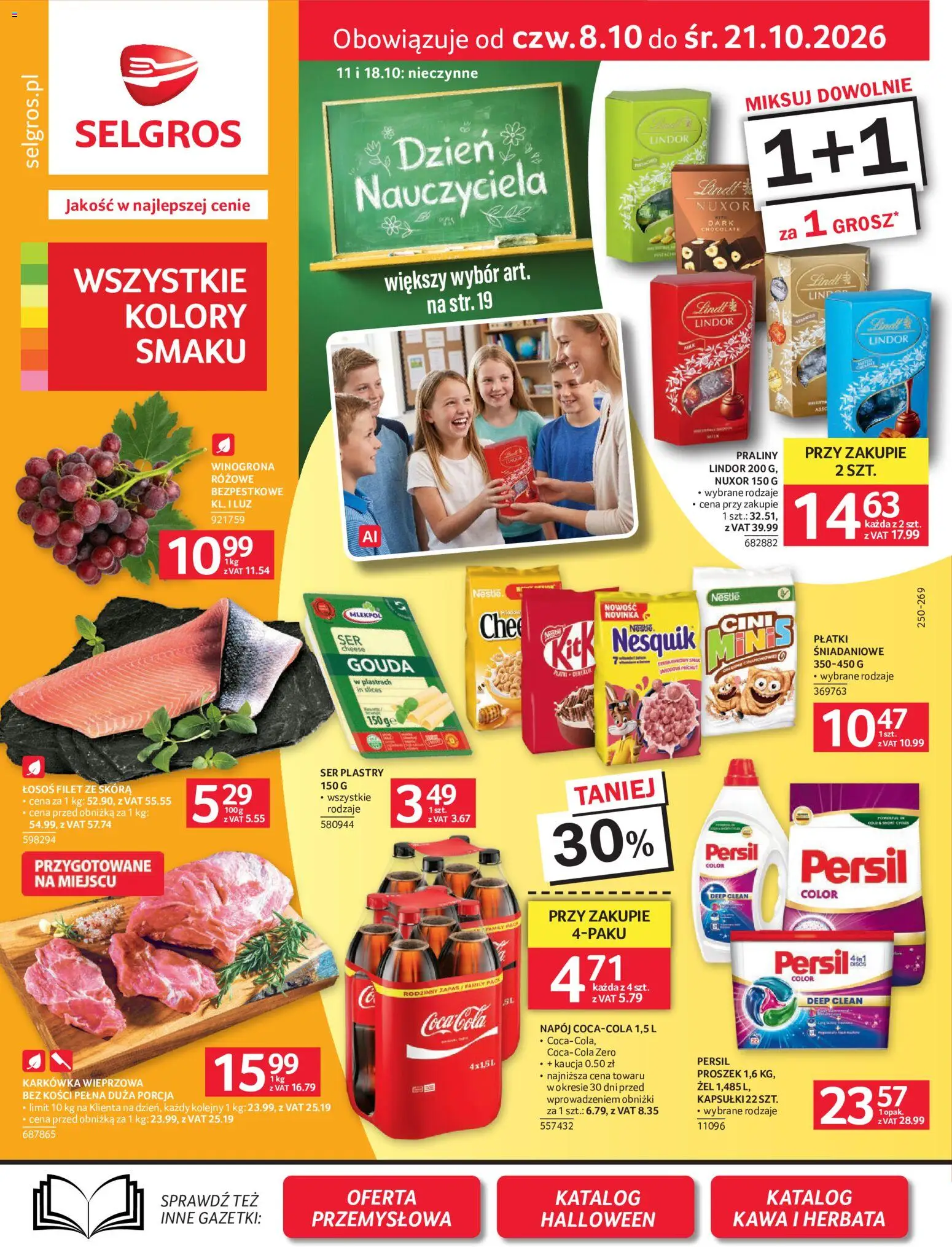 Pogląd gazetki "Selgros cash&carry gazetka" ze sklepu Selgros cash&carry ważnej od 08.10.2026 - Ser, Łosoś, Lindor, Winogrona, Płatki, Persil, Kapsułki, Łosoś filet
