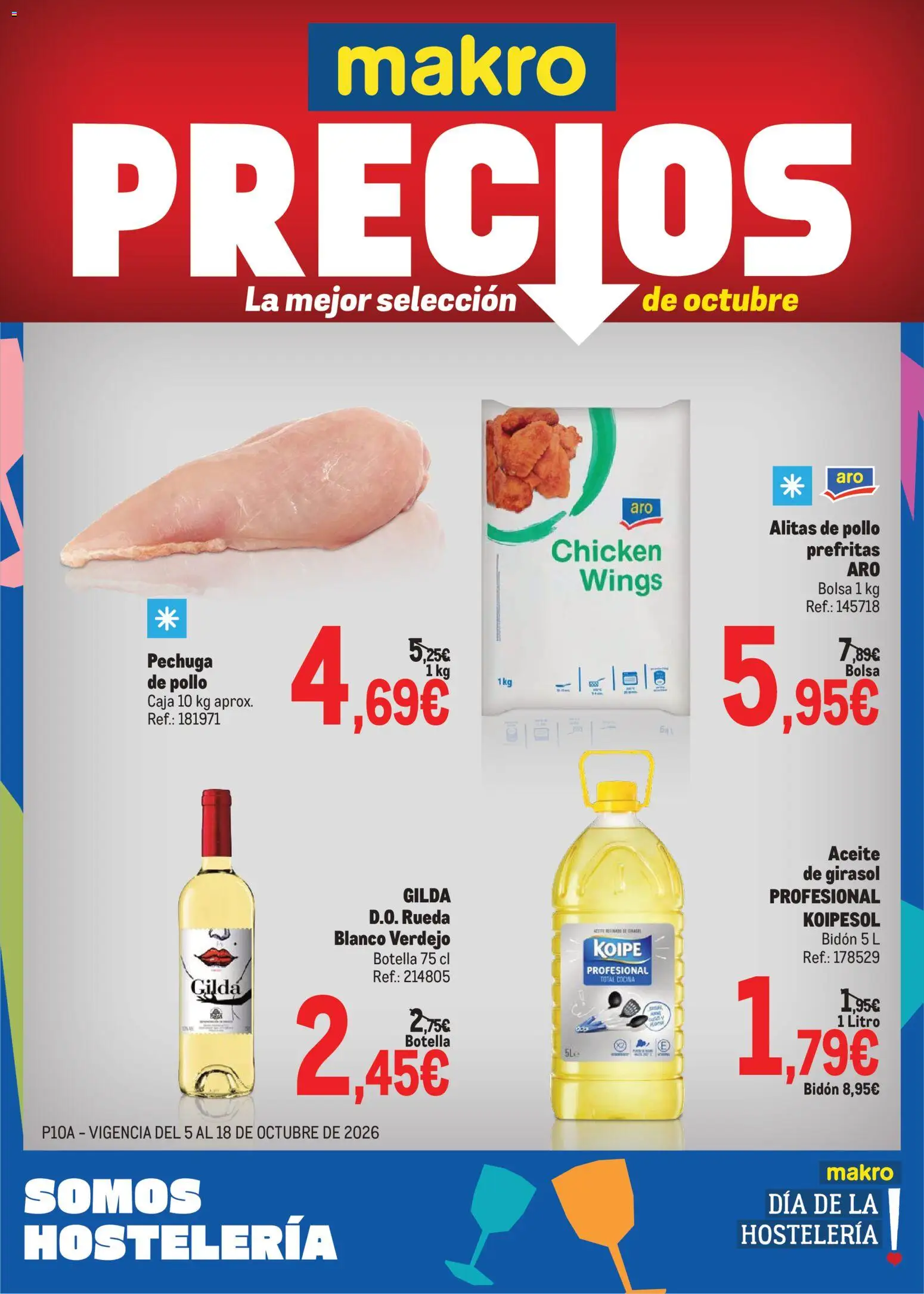 Vista previa del folleto de la tienda Makro válido desde el 05/10/2026 - Bolsa, Aceite, Caja, Alitas de pollo, Aceite de girasol, Pollo