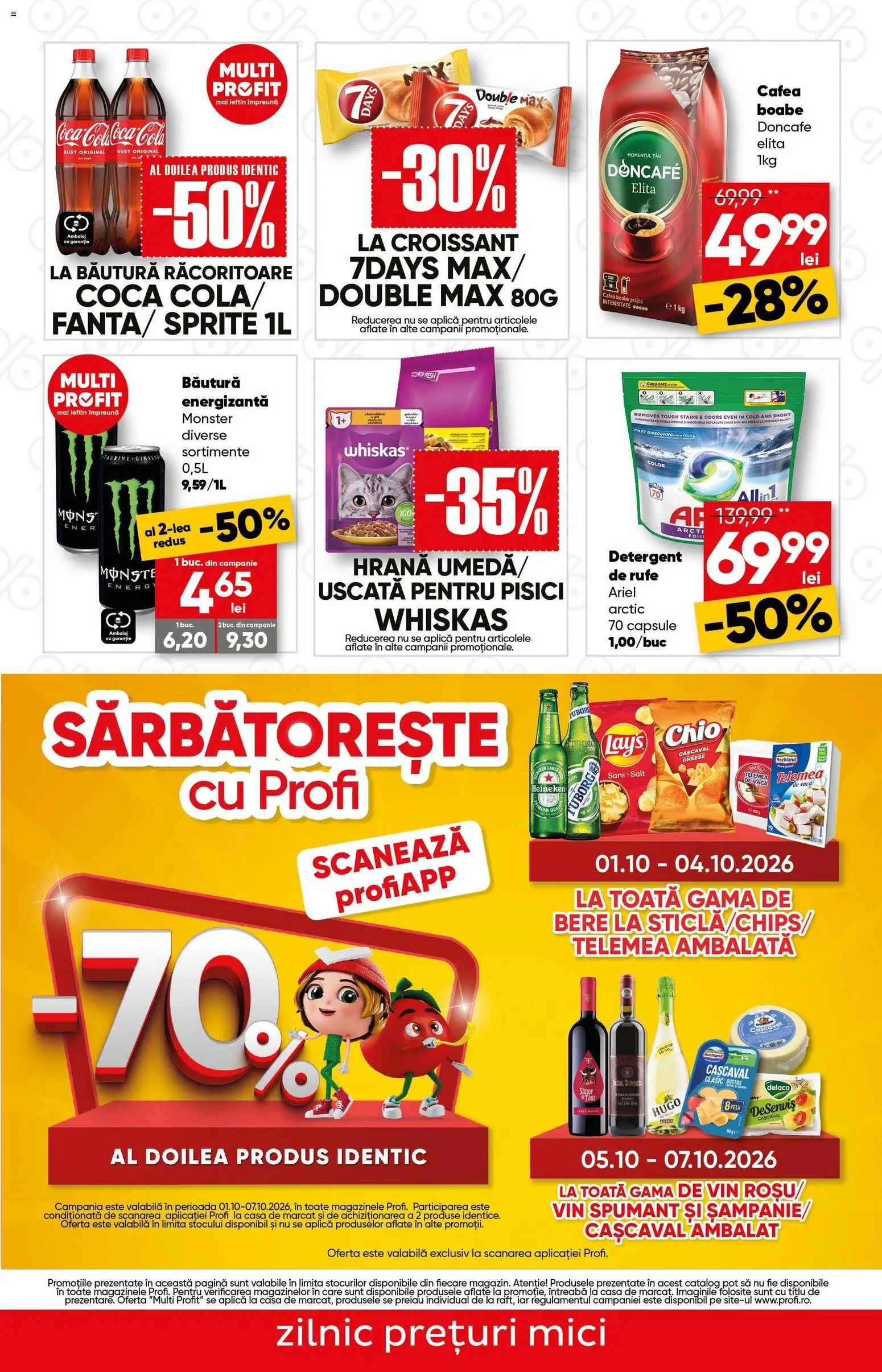 Previzualizarea de cataloage: Profi Profi Catalog Discount valabil de la 01.10.2026 - Hugo, Croissant, Cașcaval, Whiskas, Detergent, Hochland, Vin spumant, Aplică