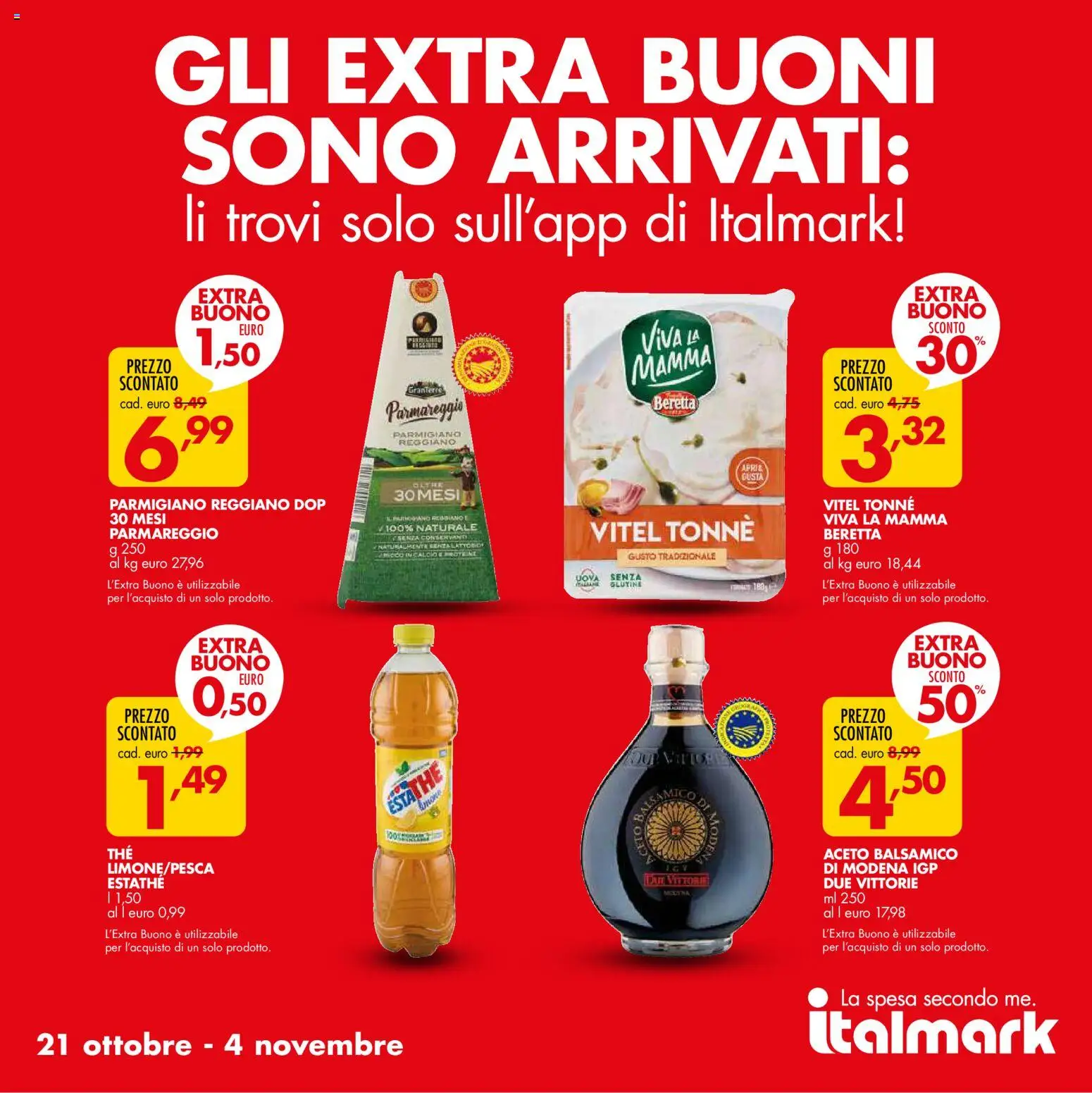 Anteprima dell'opuscolo Italmark volantino dal negozio Italmark valido da 21/10/2026 - Parmigiano reggiano, Uova, Parmigiano, Aceto