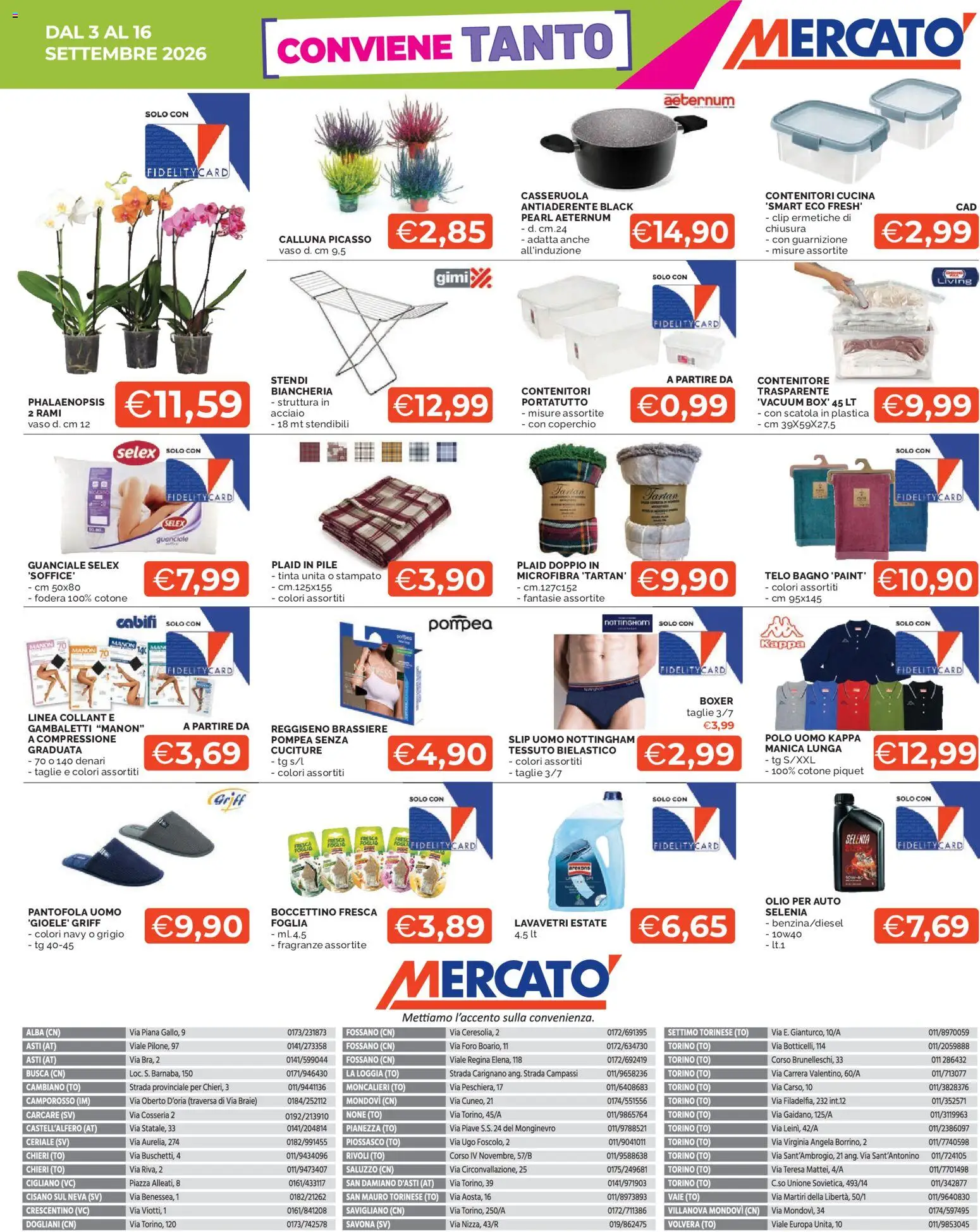 Anteprima dell'opuscolo Mercatò volantino Conviene Tanto dal negozio Mercatò valido da 03/09/2026 - Bagno, Polo, Olio, Reggiseno, Vaso, Casseruola, Contenitore, Coperchio