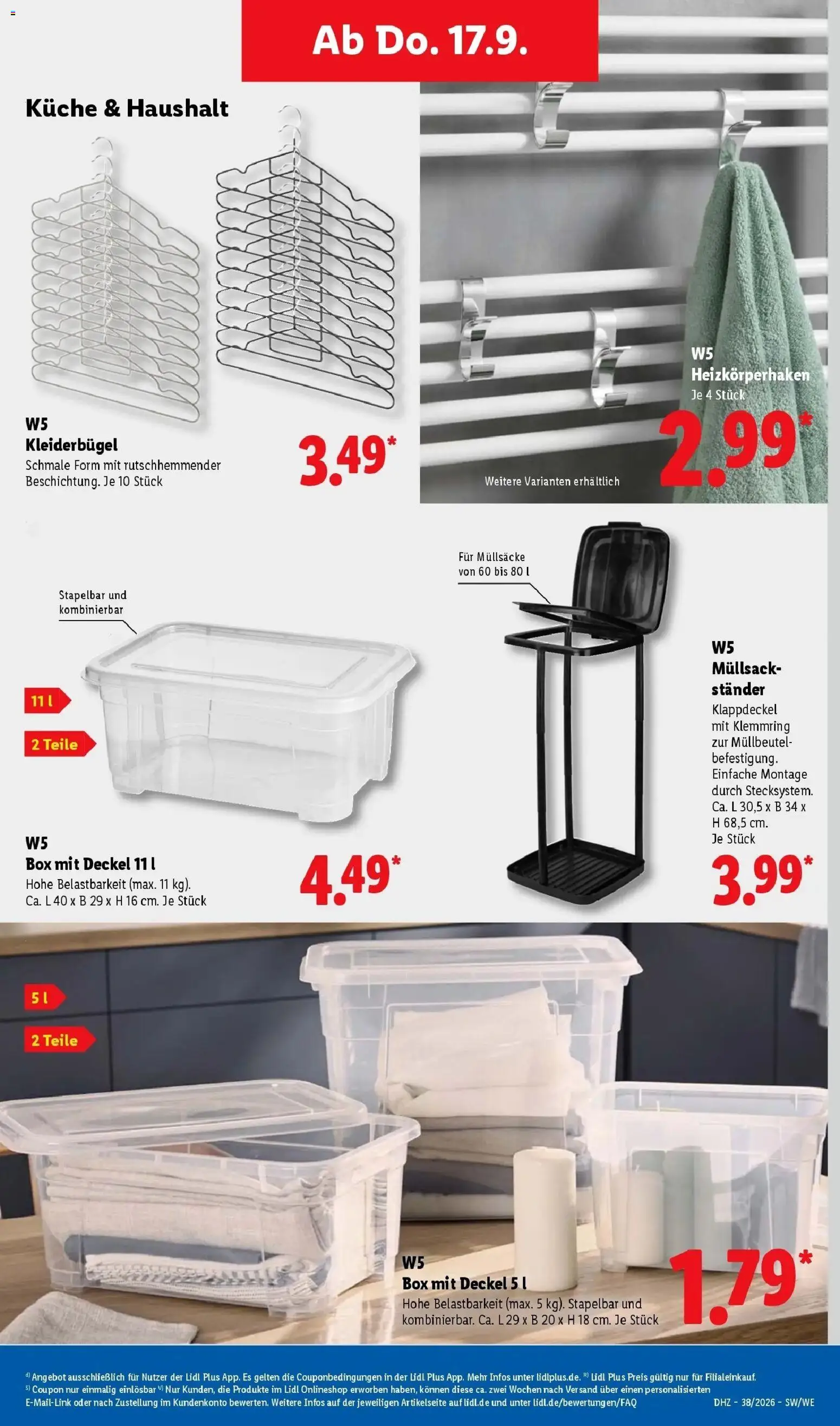 Vorschau von dem Prospekt des Geschäftes Lidl, gültig ab dem 14.09.2026 - Küche, Box, Kleiderbügel