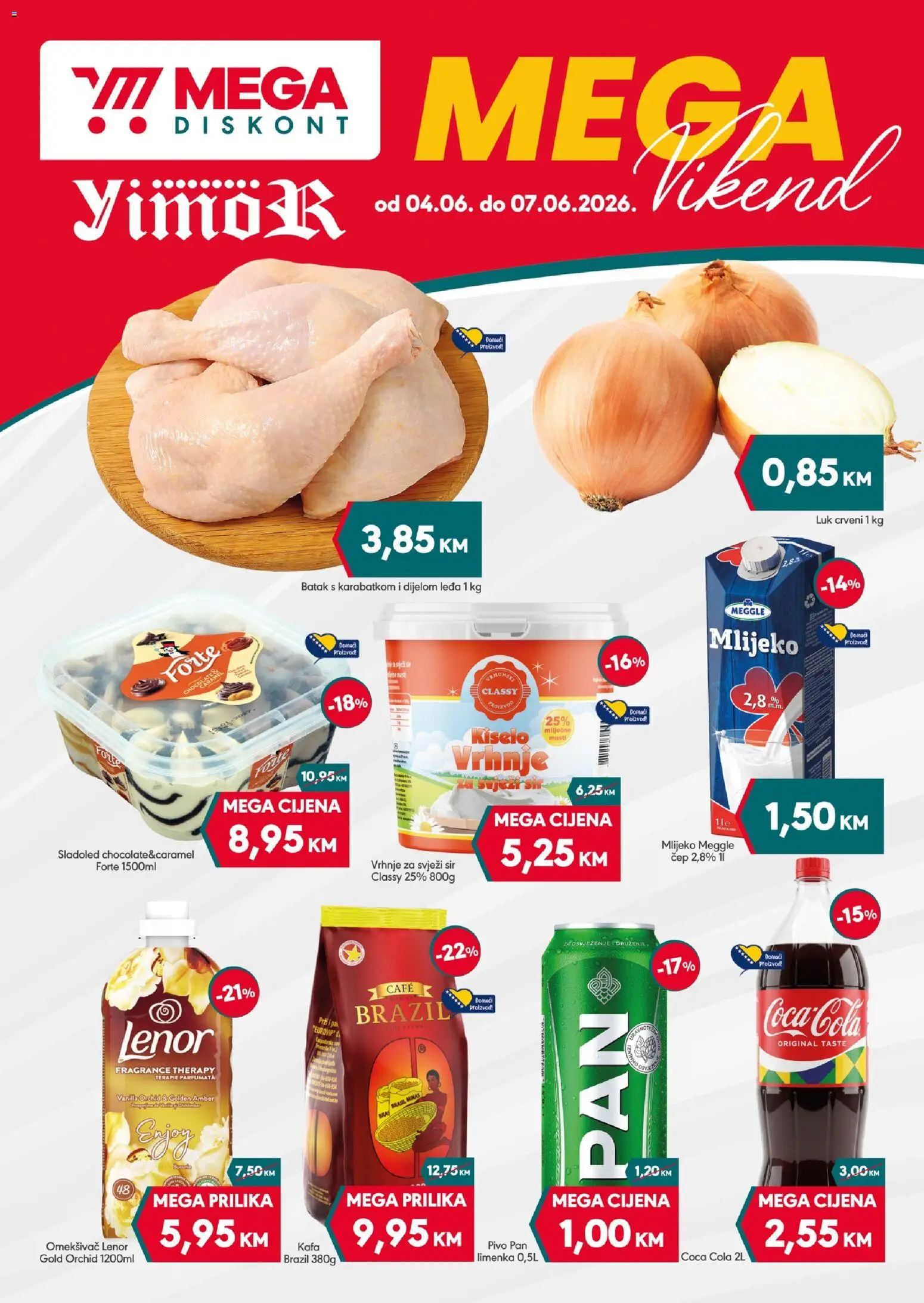 Pregled letka Mega Diskont vikend akcija trgovine Mega Diskont vrijedi od 04.06.2026