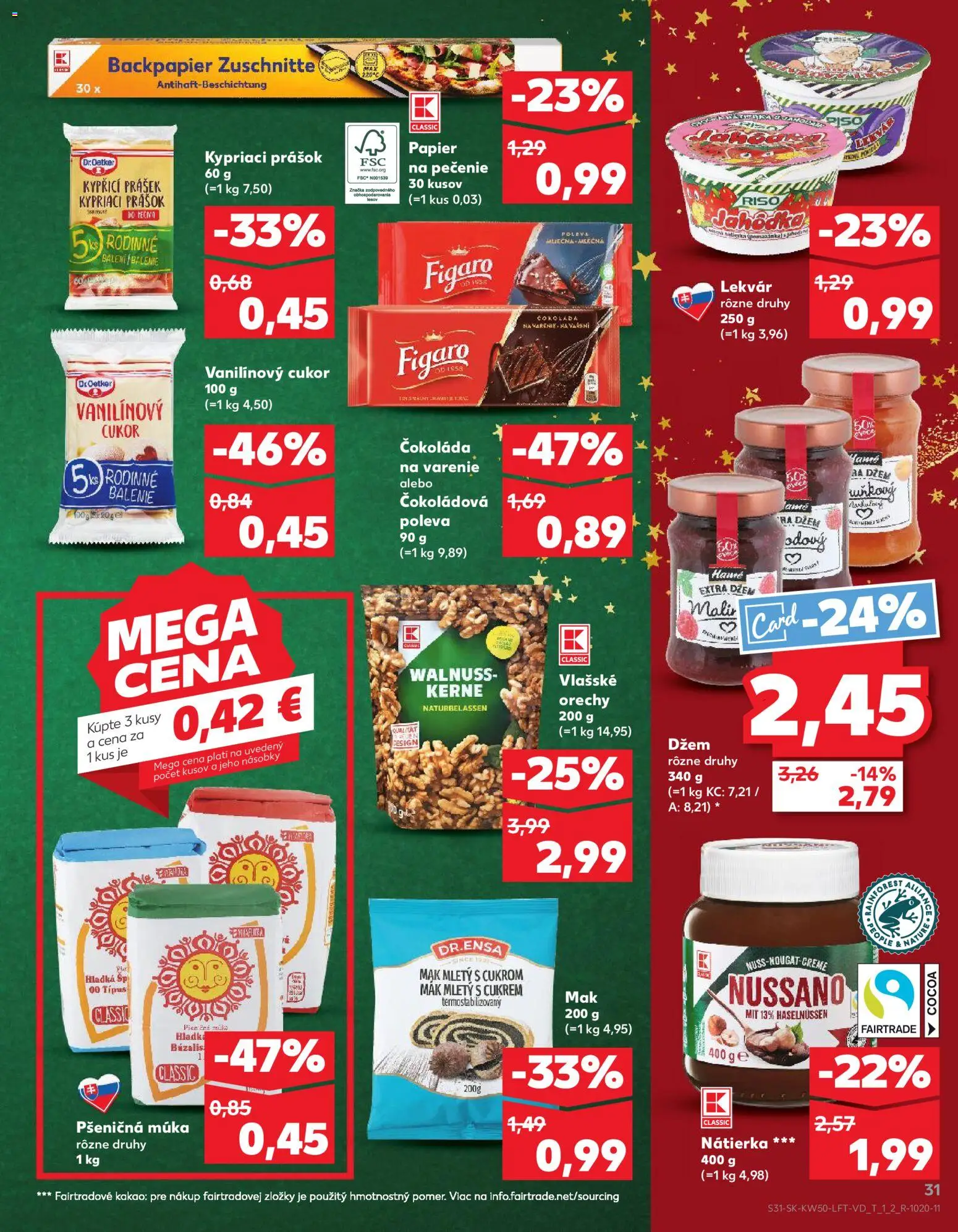 Náhľad Kaufland letáku platného od 11.12.2025 - Čokoláda, Orechy, Mak, Cukor, Kakao, Vlašské orechy, Nátierka, Džem