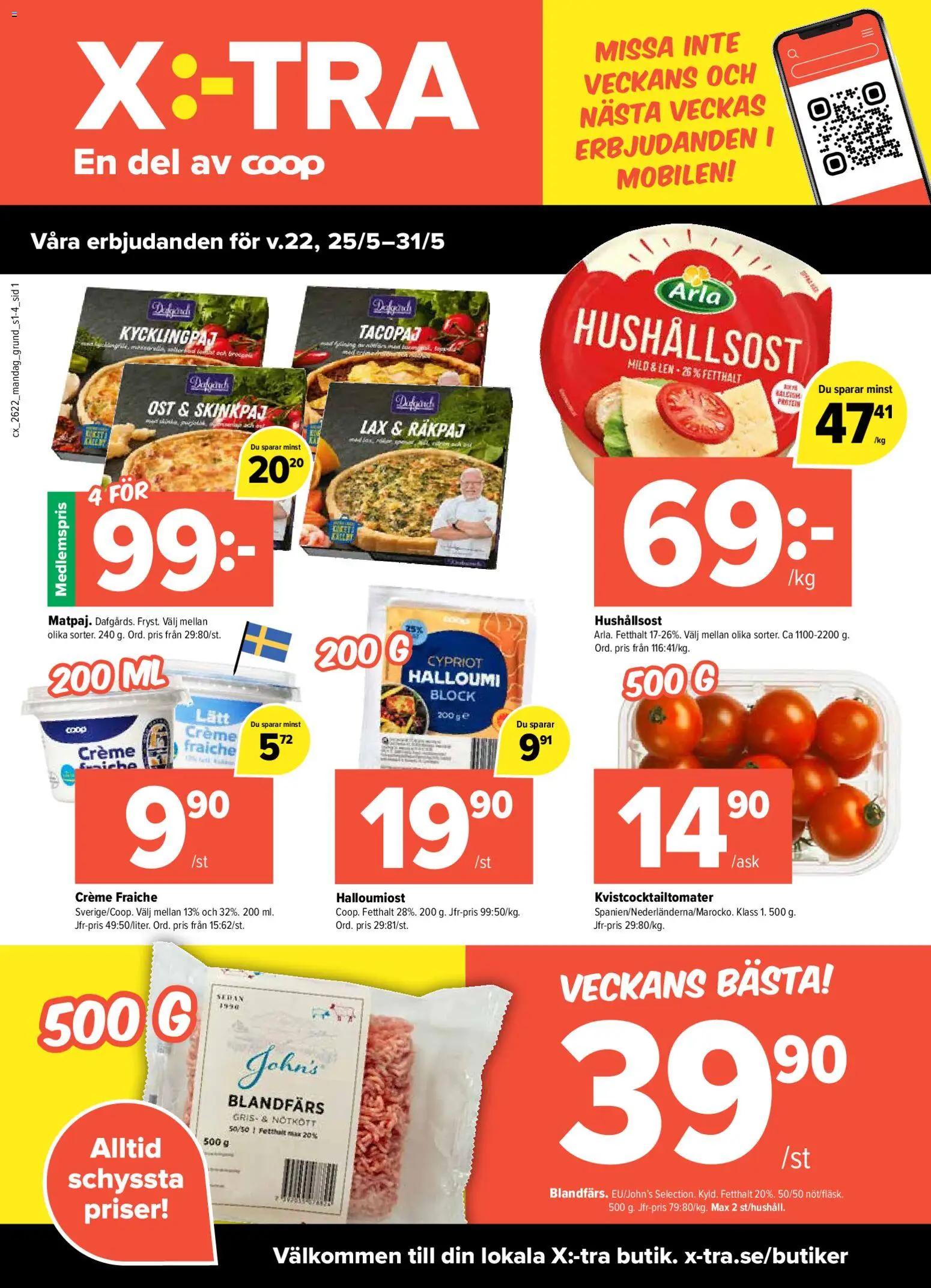 Förhandsgranska reklamblad Coop X:-TRA erbjudanden från butik Coop X:-TRA gäller från 25/05/2026