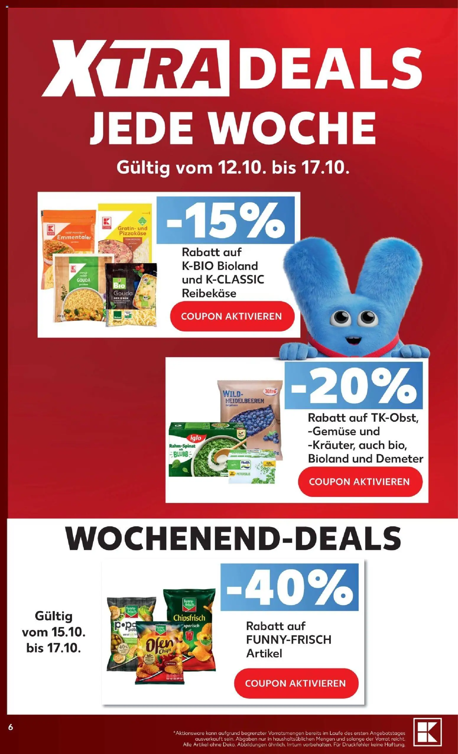 Vorschau von dem Prospekt des Geschäftes Kaufland, gültig ab dem 12.10.2026 - Gemüse, Petersilie, Heidelbeeren, Paprika, Frosta, Funny frisch, Iglo, Reibekase