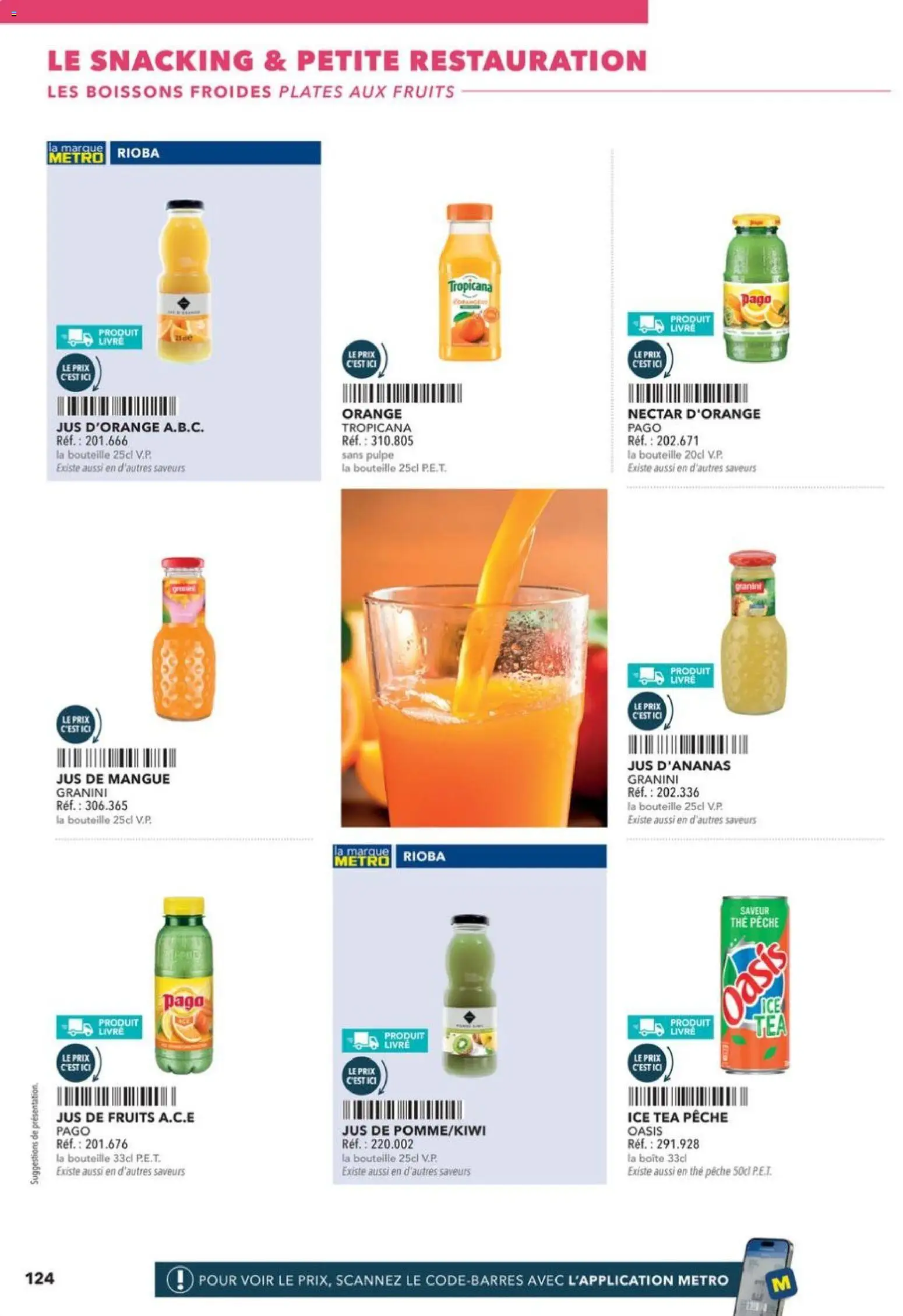 Prévisualisation de Boulangers Pâtissiers du magasin METRO formulaire valide 30/04/2026 - Orange, Livre, Pêche, Thé, Ice tea, Bouteille, Jus, Boissons