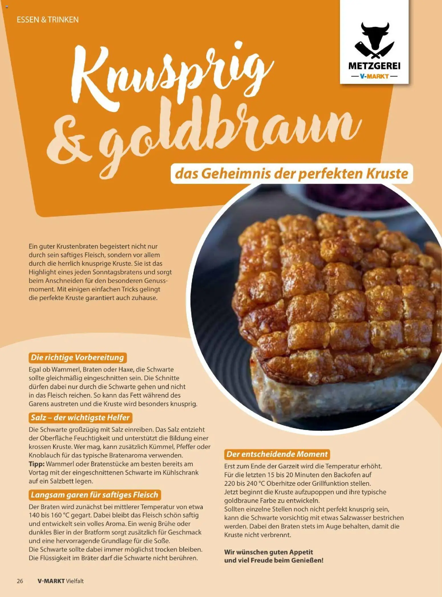 Vorschau von dem Prospekt des Geschäftes V-Markt, gültig ab dem 01.09.2026 - Bier, Backofen, Fleisch, Knoblauch, Krustenbraten, Salz, Pfeffer, Brühe