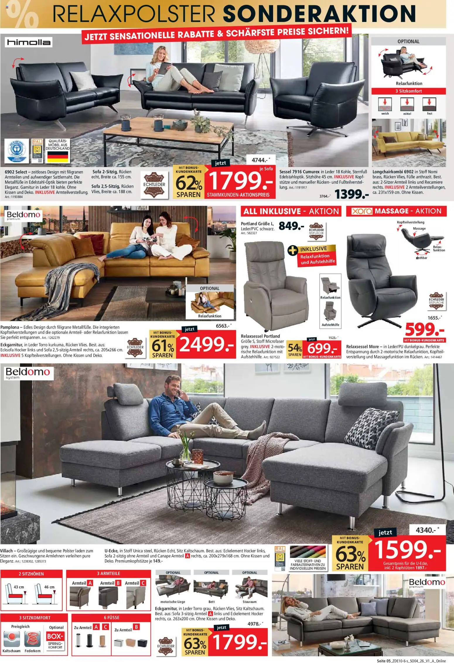 Vorschau von dem Prospekt des Geschäftes Zurbrüggen, gültig ab dem 31.10.2026 - Bett, Sessel, Ecksofa, Relaxsessel, Kissen, Hocker, Box, Liege