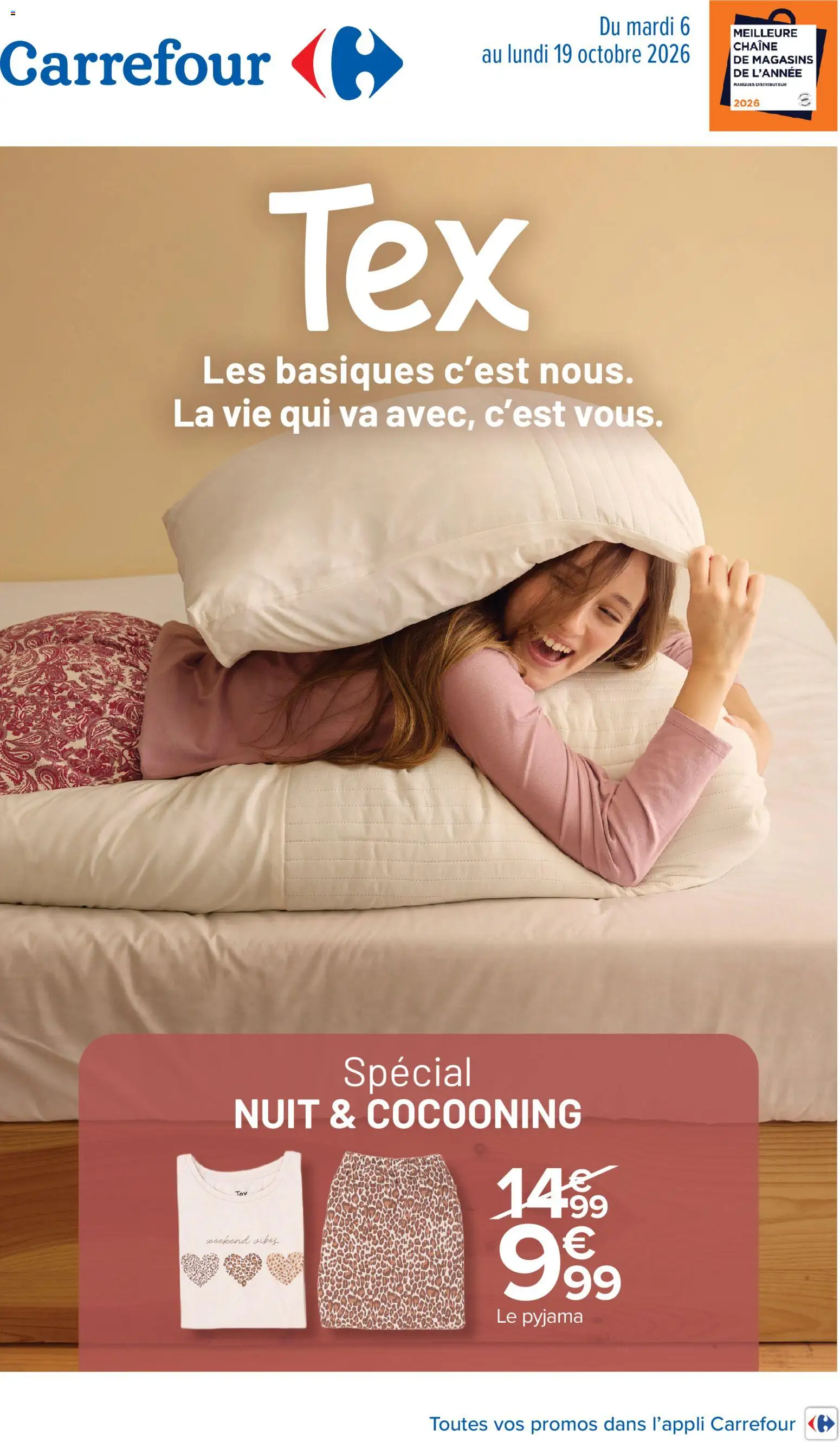 Prévisualisation de Carrefour Special nuit et cocooning du magasin Carrefour formulaire valide 06/10/2026 - Distributeur, Pyjama, Jupe, T-shirt
