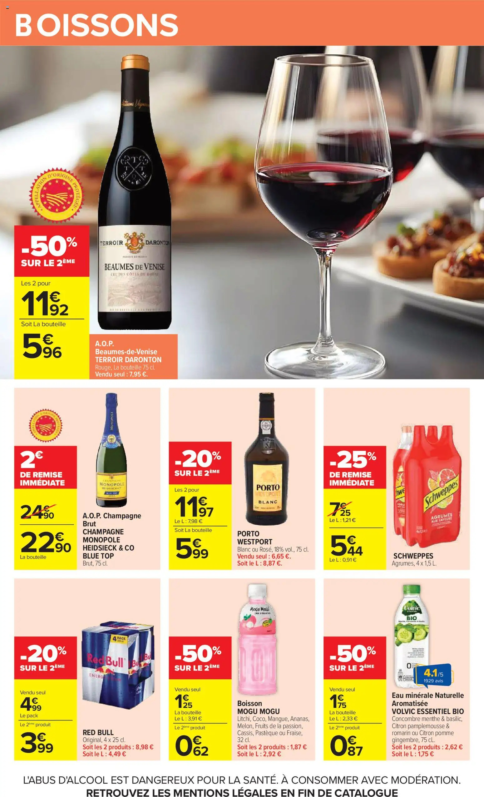 Prévisualisation de Carrefour Vos promos du quotidien du magasin Carrefour formulaire valide 27/10/2026 - Concombre, Boisson, Volvic, Menthe, Eau minérale, Eau minérale naturelle, Champagne brut, Brut champagne