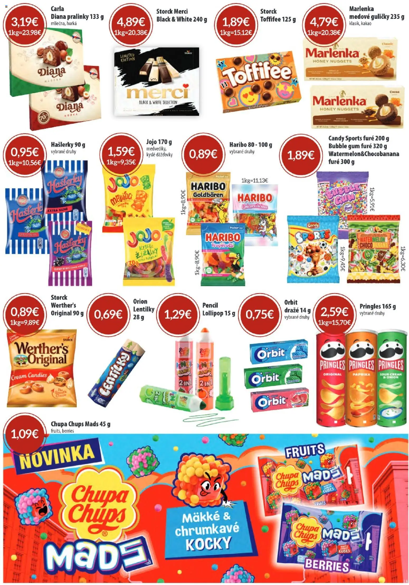 Náhľad KARMEN CBA letáku platného od 03.09.2026 - Paprika, Marlenka, Merci, Pringles, Kakao, Toffifee, Medové guličky