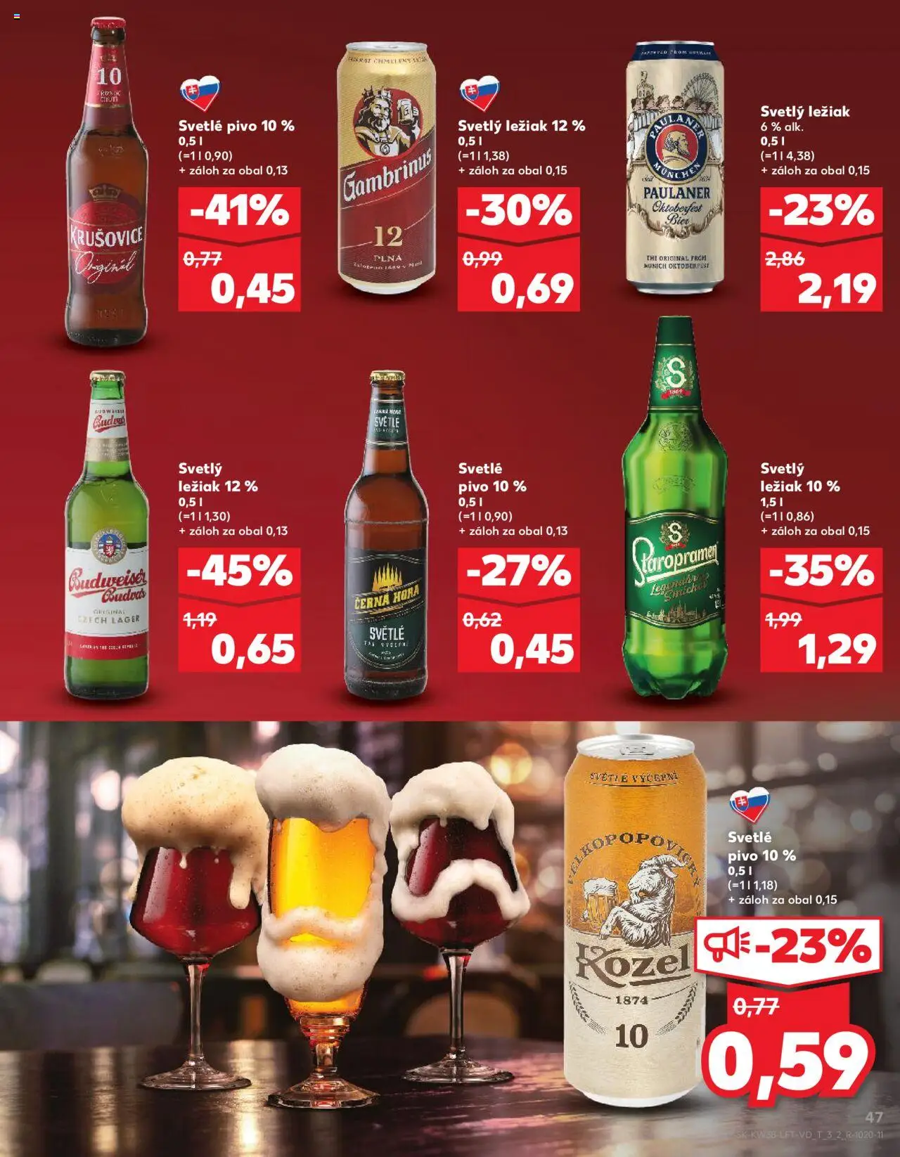 Náhľad Kaufland letáku platného od 18.09.2025 - Pivo, Krušovice, Staropramen, Budvar, Gambrinus