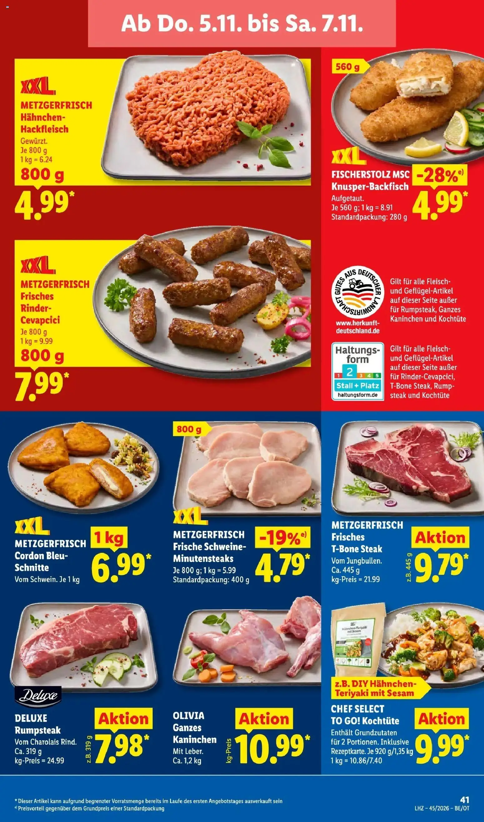 Vorschau von dem Prospekt des Geschäftes Lidl, gültig ab dem 02.11.2026 - Cevapcici, Steak, Kaninchen, Ski, Rumpsteak, Fleisch, Hackfleisch, Hahnchen