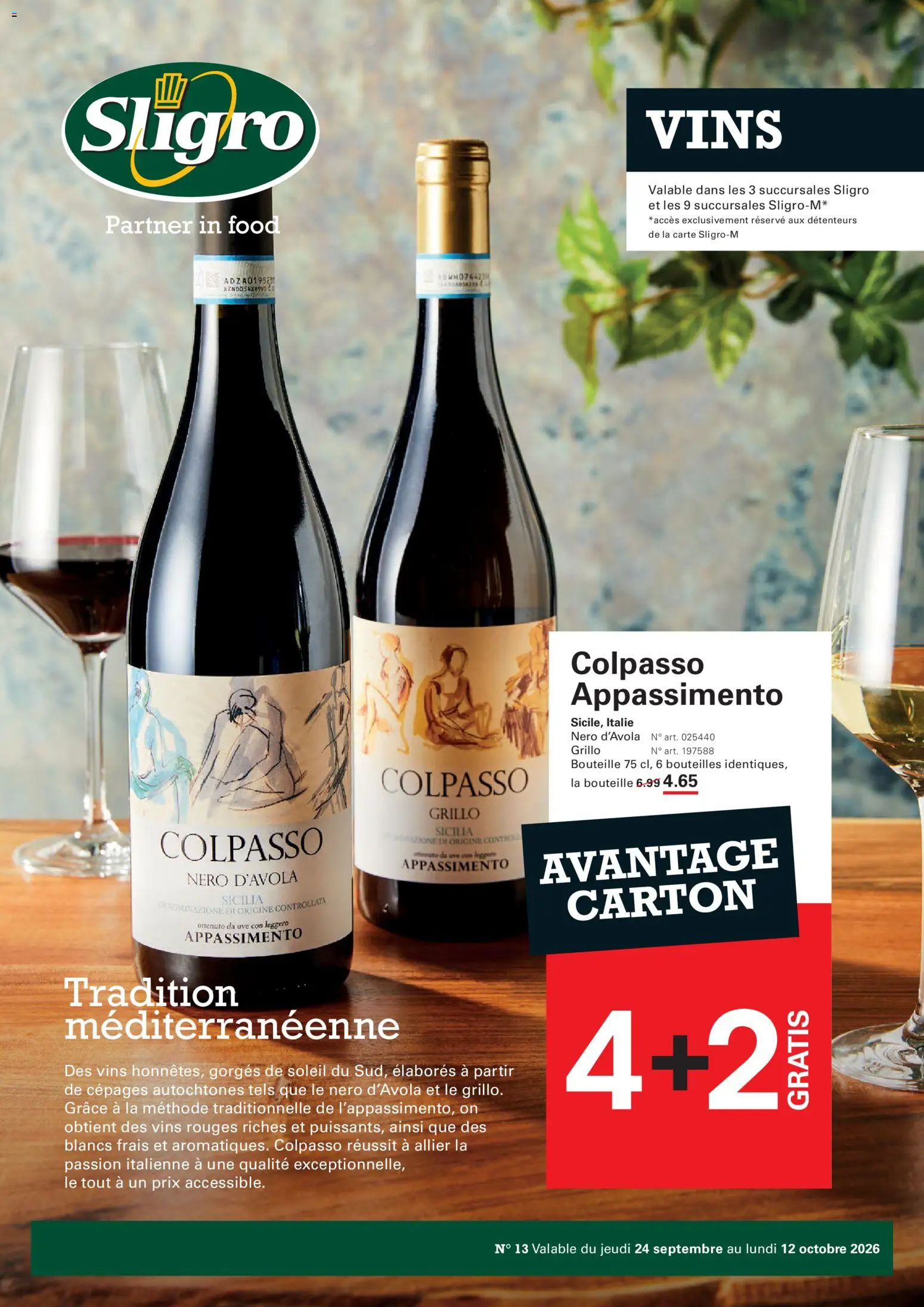 Voorbeeld van Sligro Vins Publicité van winkel Sligro geldig vanaf 24/09/2026