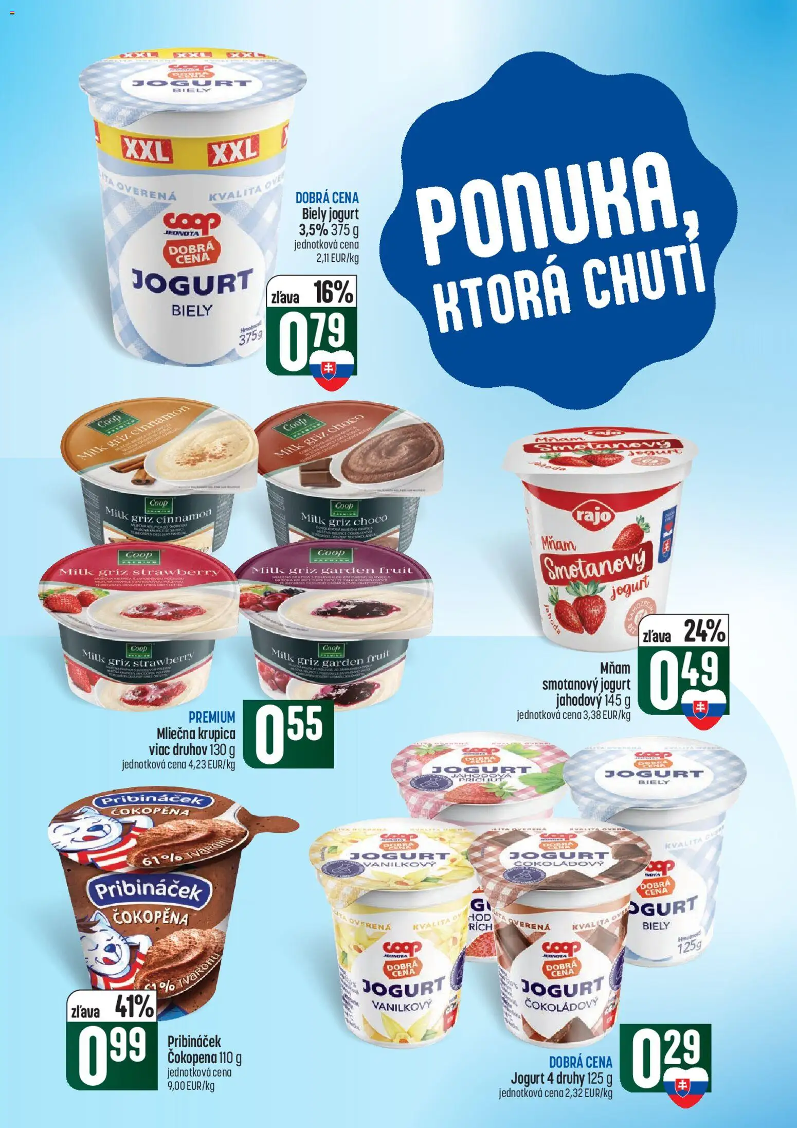 Náhľad COOP Jednota letáku platného od 01.10.2026 - Krupica, Jogurt, Biely jogurt, Smotanový jogurt