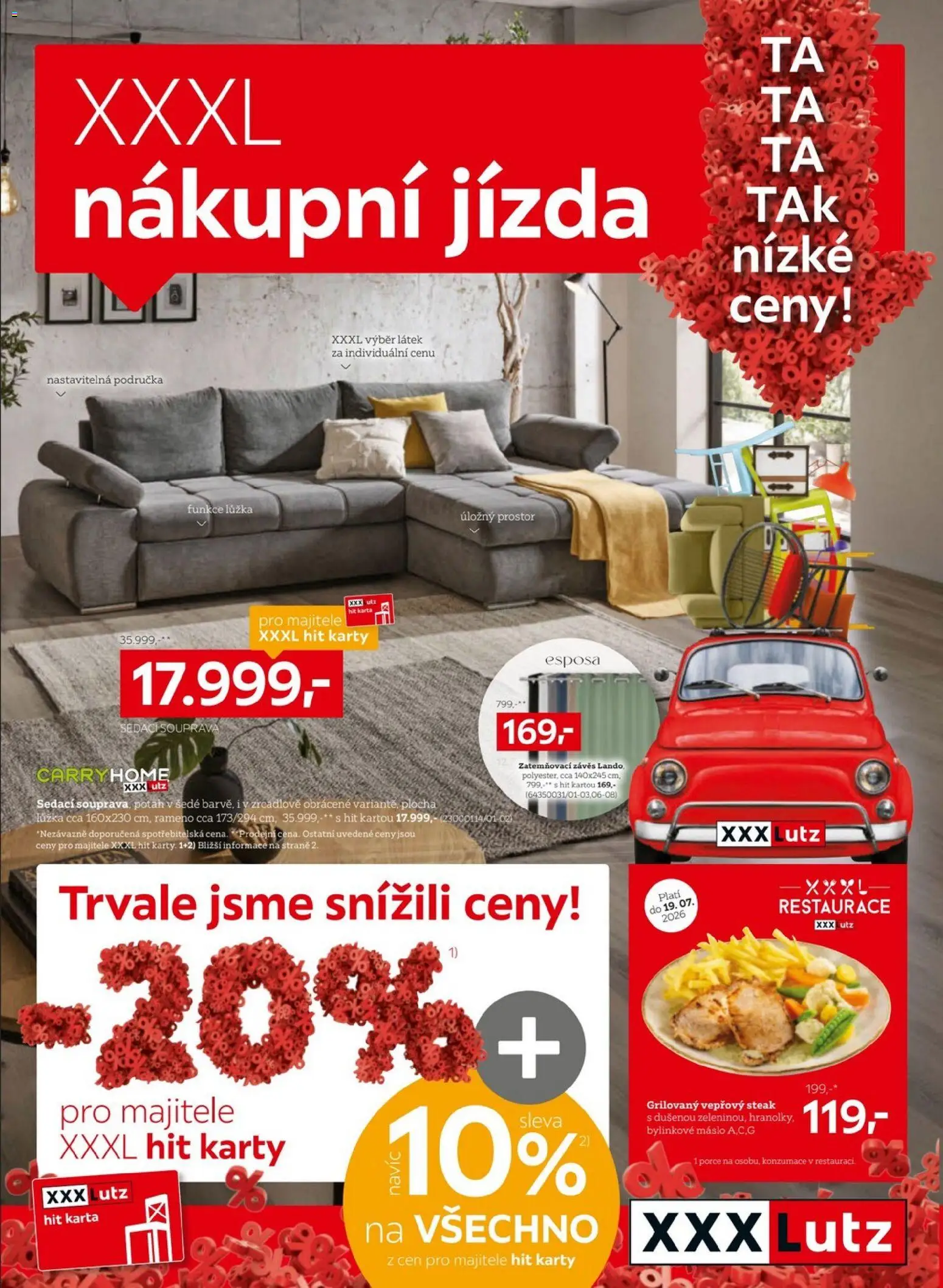 Náhled nabídky: XXXLutz XXXLutz leták platný od 06.07.2026 - Máslo, Steak, Karty, Závěs, Bylinkové máslo, Vepřový steak