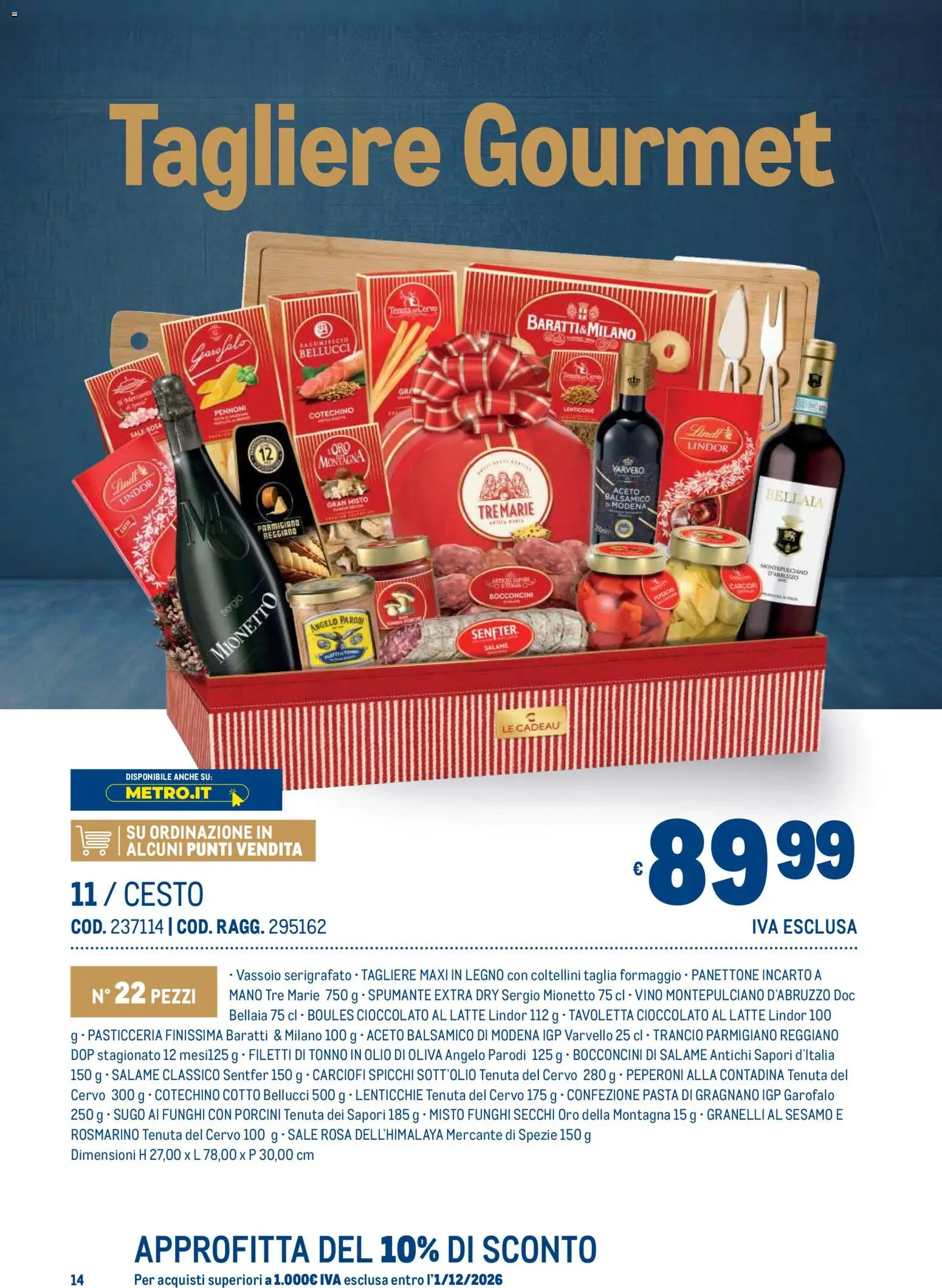 Anteprima dell'opuscolo Metro volantino Regalistica Natale dal negozio Metro valido da 19/10/2026 - Latte, Sesamo, Tonno, Sale, Spumante, Mionetto, Funghi secchi, Tavoletta
