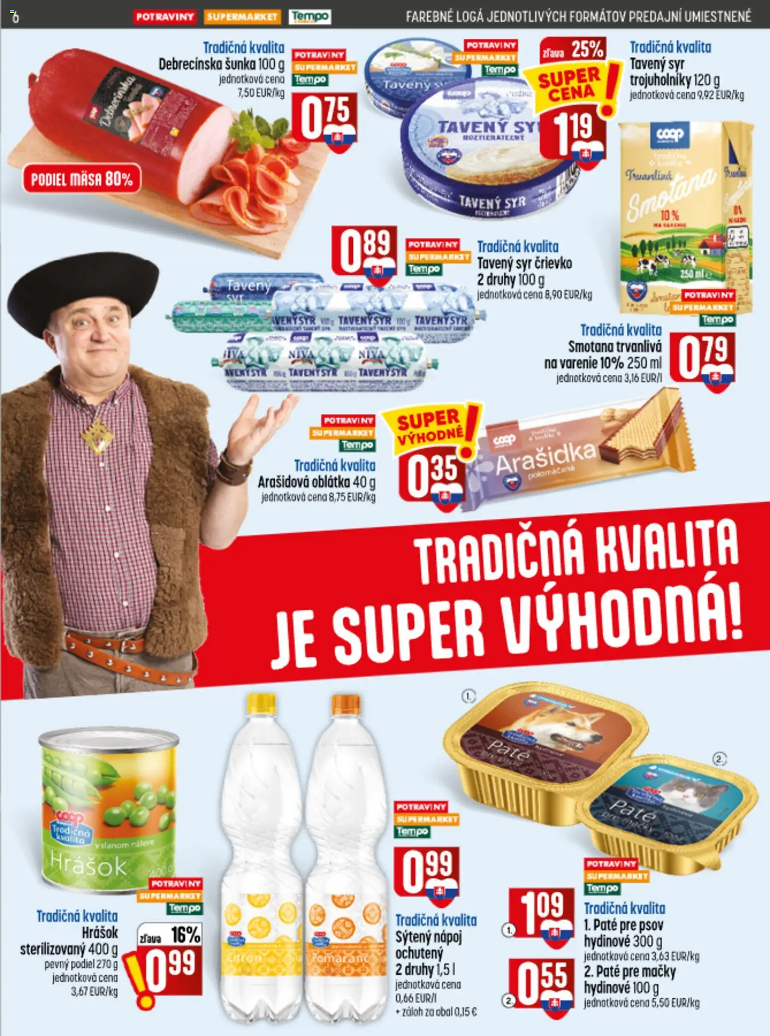 Náhľad COOP Jednota letáku platného od 10.09.2026 - Syr, Šunka, Smotana, Pomaranče, Hrášok, Tavený syr