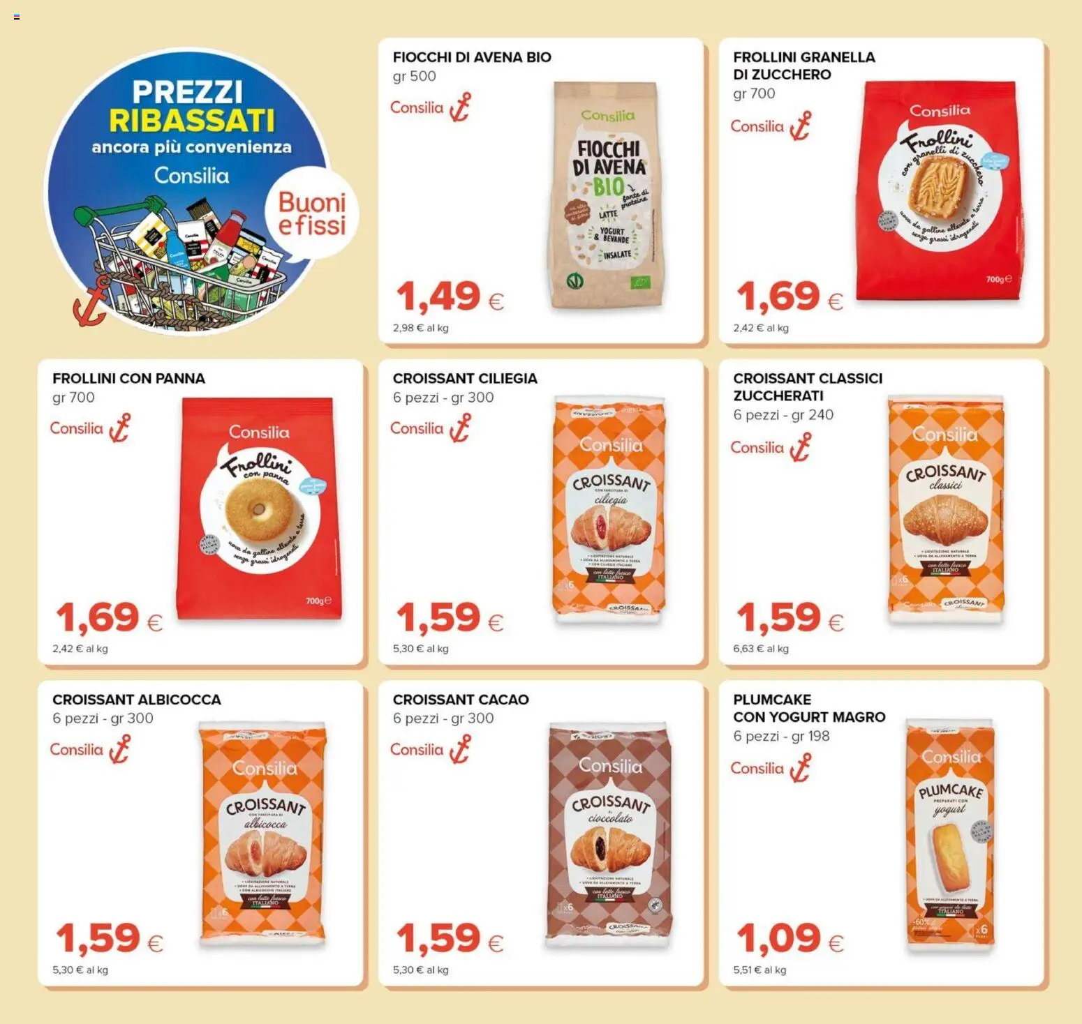 Anteprima dell'opuscolo Oasi volantino Prezzi Ribassati dal negozio Oasi valido da 21/08/2026 - Latte, Cioccolato, Croissant, Uova, Fiocchi, Cacao, Bevande, Yogurt magro