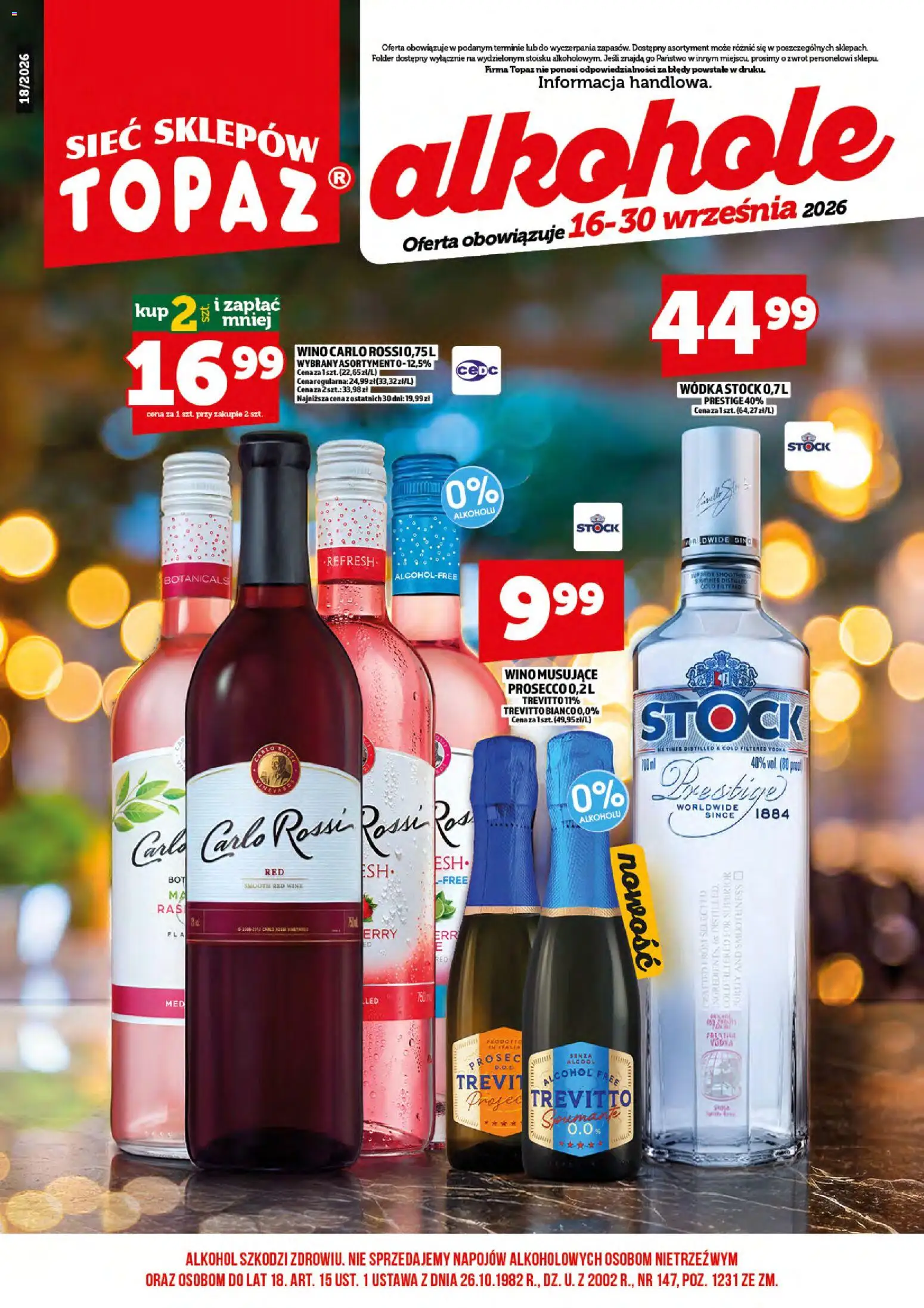 Pogląd gazetki "Topaz gazetka alkoholowa" ze sklepu Topaz ważnej od 16.09.2026