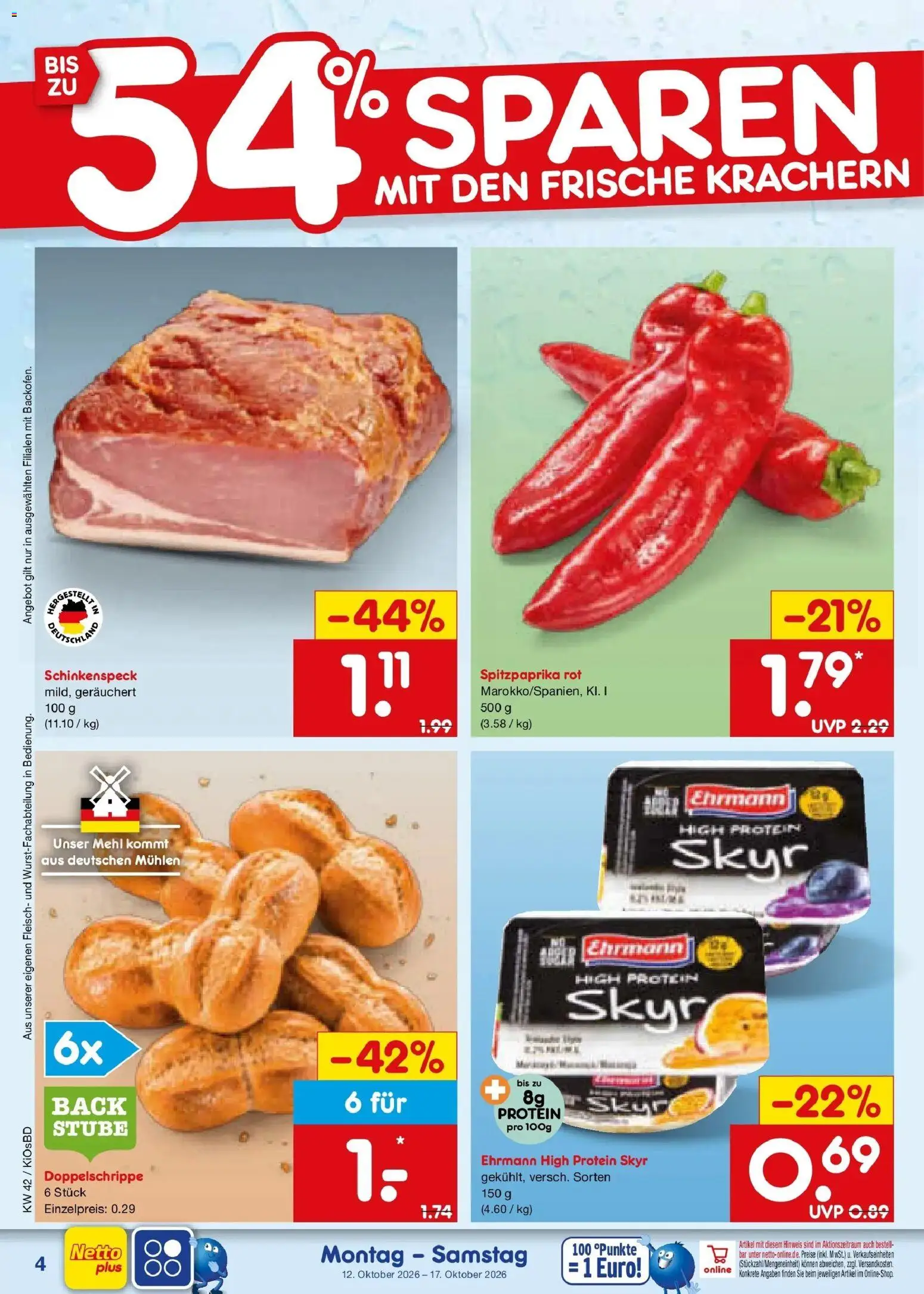 Vorschau von dem Prospekt des Geschäftes Netto Marken-Discount, gültig ab dem 12.10.2026 - Skyr, Fleisch, Mehl