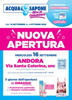 Anteprima dell'opuscolo Acqua e Sapone volantino Andora dal negozio Acqua e Sapone valido da 16/09/2026