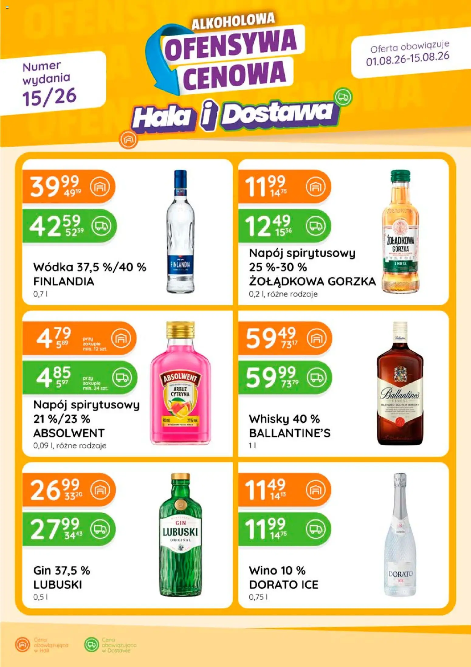 Pogląd gazetki "Eurocash gazetka - Ofensywa Alkoholowa" ze sklepu Eurocash ważnej od 01.08.2026 - Whisky, Ballantines, Wino, Wódka, Arbuz, Gin, Cytryna, Mięta