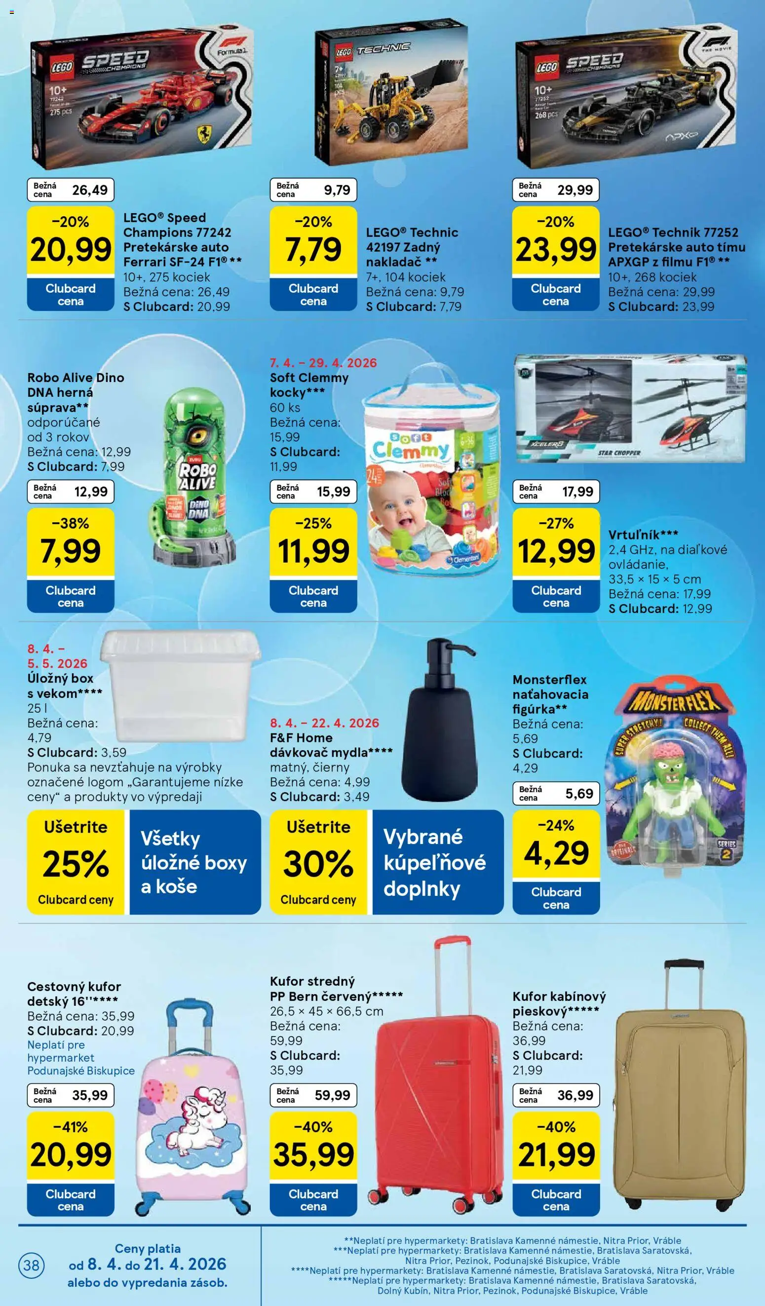 Náhľad Tesco letáku platného od 08.04.2026 - LEGO, Kufor, Úložné boxy
