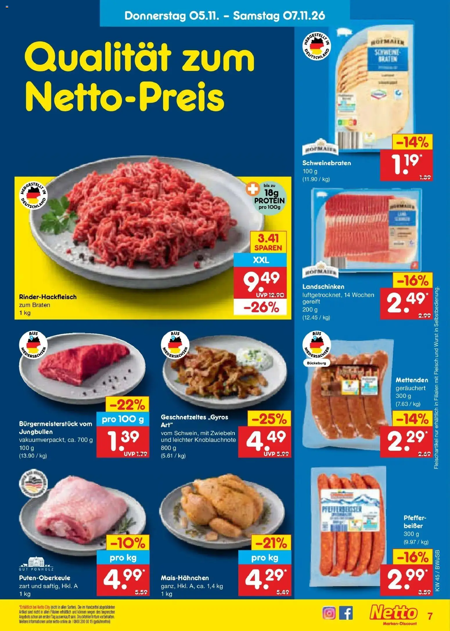 Vorschau von dem Prospekt des Geschäftes Netto Marken-Discount, gültig ab dem 02.11.2026 - Wurst, Fleisch, Pfeffer, Zwiebeln