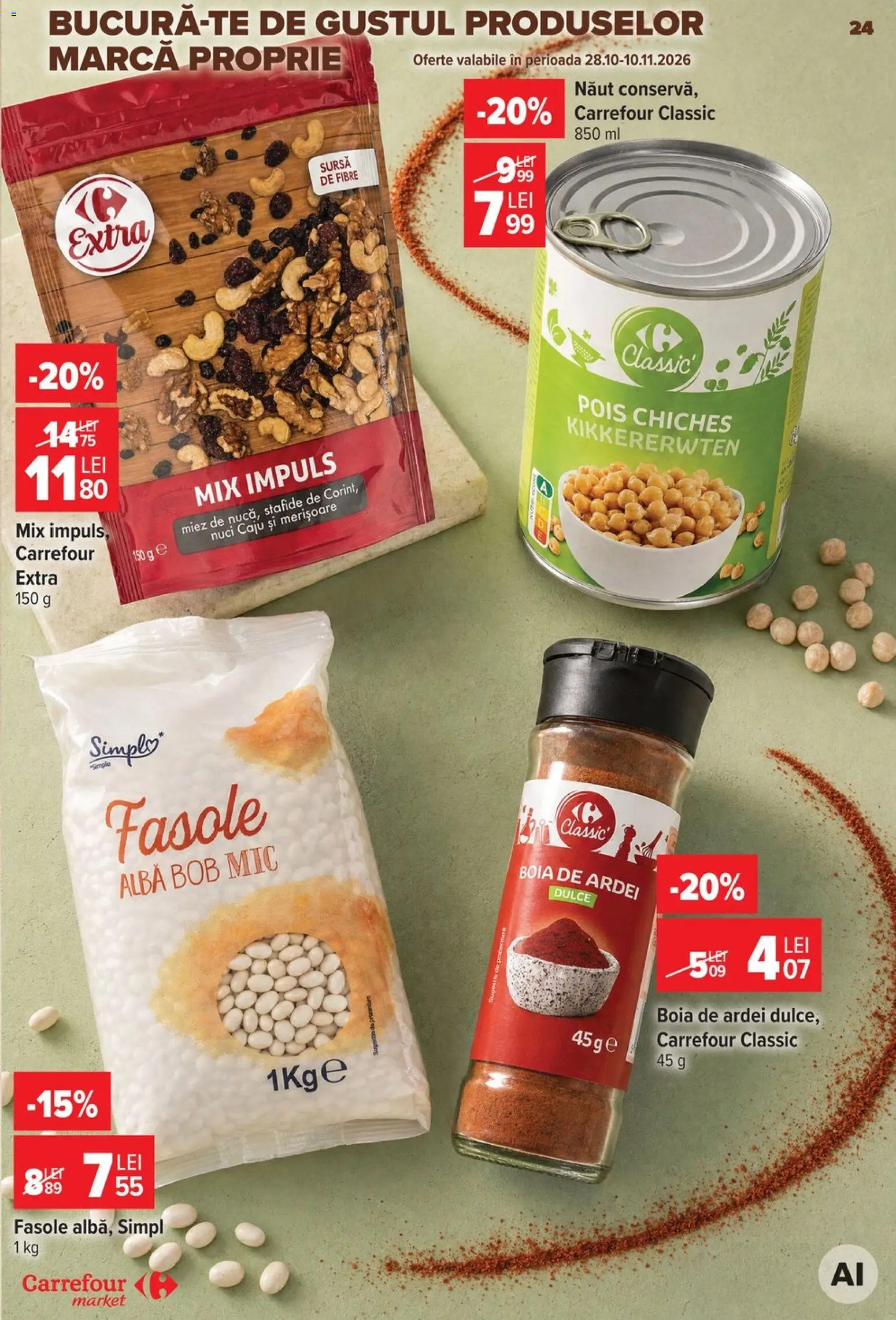 Previzualizarea de cataloage: Carrefour Carrefour Catalog Market valabil de la 28.10.2026 - Caju, Merisoare, Nuci, Alba, Ardei, Stafide, Carrefour Classic