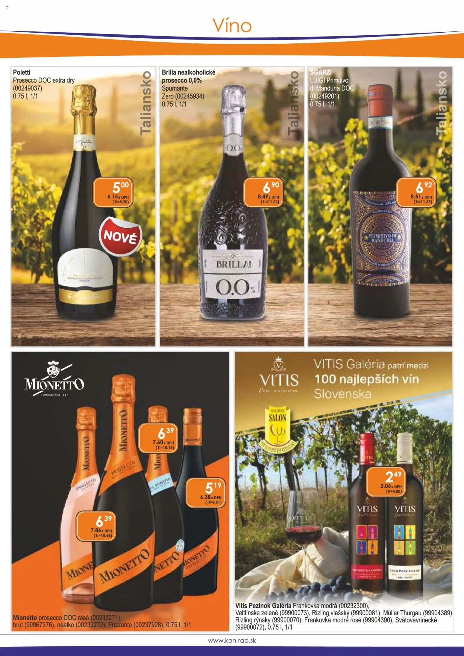 Náhľad KON - RAD letáku platného od 01.11.2026 - Víno, Prosecco, Mionetto Prosecco
